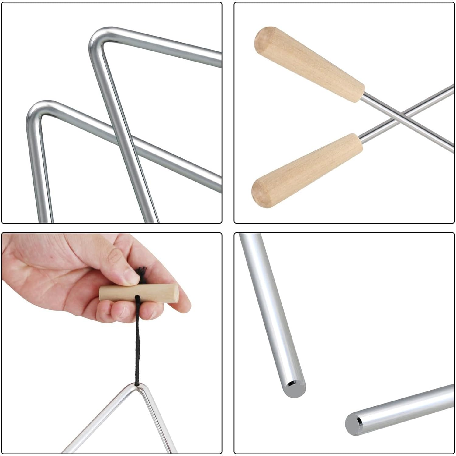 Music Triangle Instrument | Steel Music Triangle - Hand Percussion Triangle Instrument Triangle Beater for Rhythm Education - 4 Inches image number 5