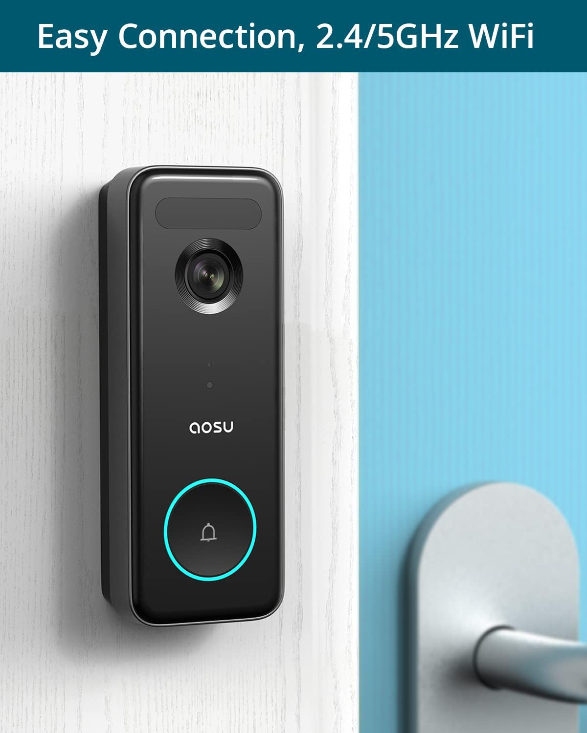 AOSU Doorbell Camera Wireless, 5MP Ultra HD, No Monthly Fee, Triple Motion Detection Video Doorbell with Homebase, Enhanced (2.4/5 Ghz) Wifi, 180-Day Battery Life, Work with Alexa & Google Assistant image number 5