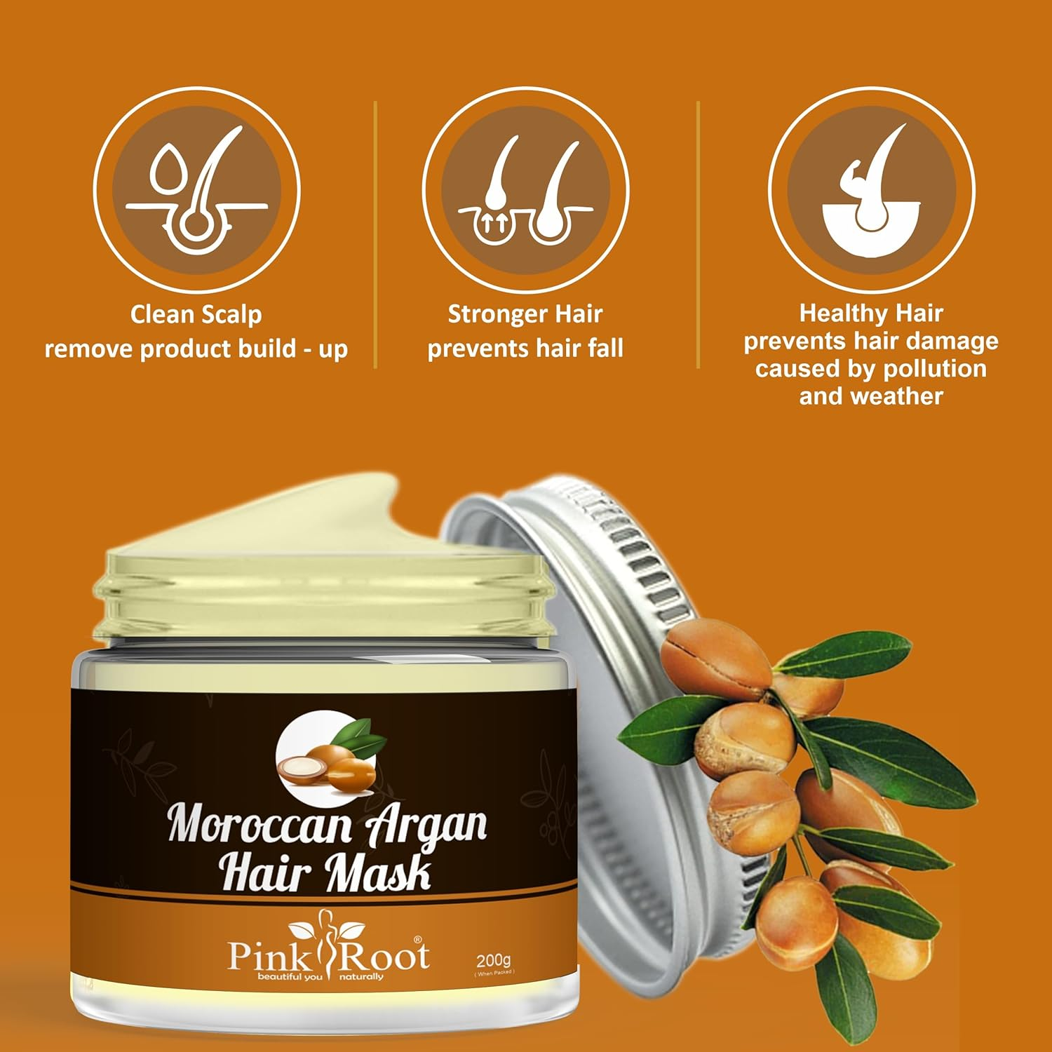 Pink Root Moroccan Argan Hair Mask 200Gm