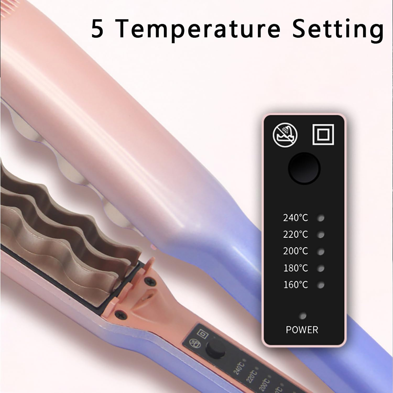 3D Ripples Hair Crimper Hair Fluffy Corrugated Curler 5-Level Temperature Volumizing Iron Styling Tools for Men and Women image number 3