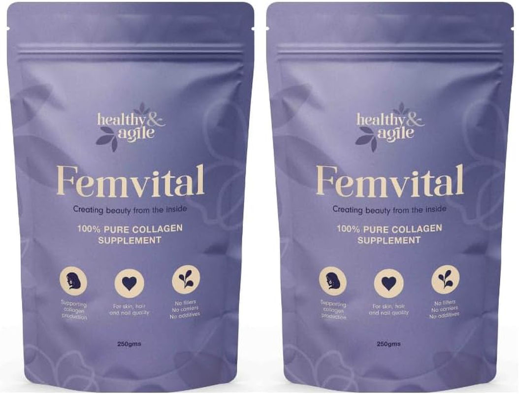Femvital Collagen Peptide Powder Supplement for Skin Rejuvenation, Hair and Nail Strength (1 X 250G)