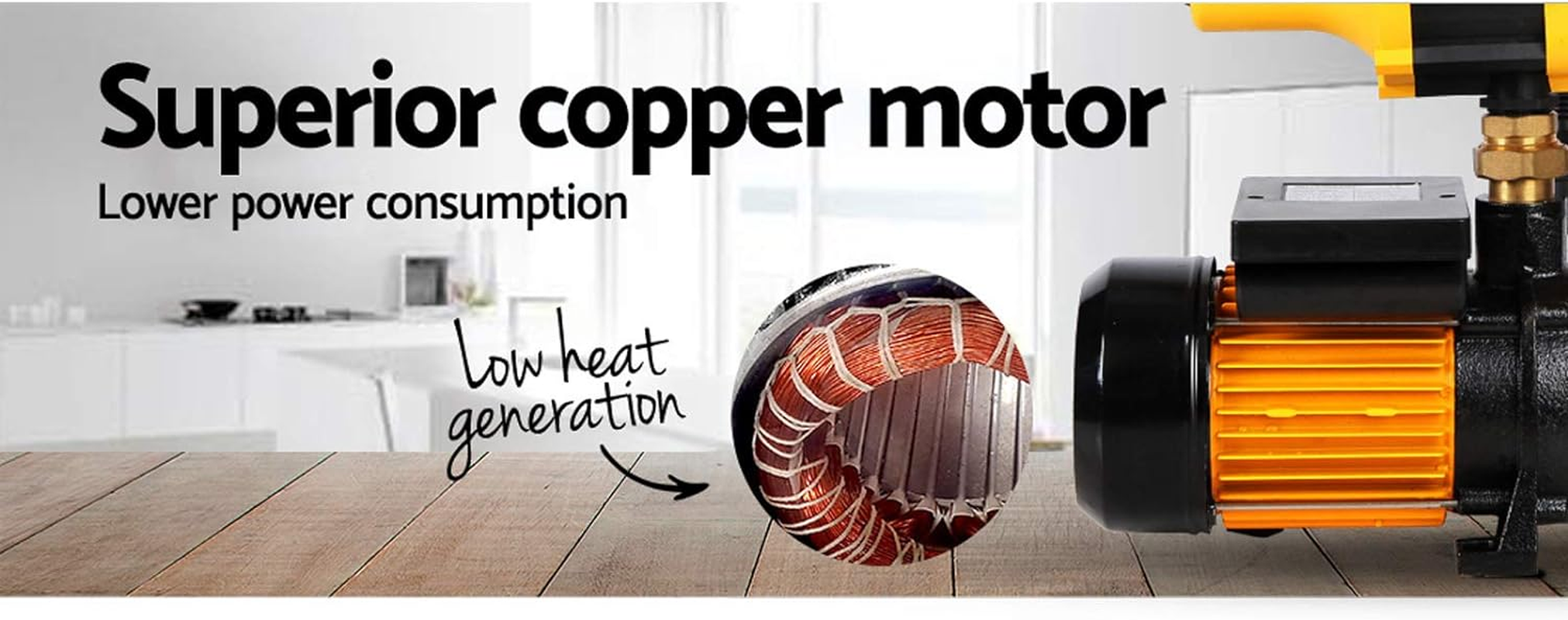 Giantz Water Pump, 2500W Max. 240V Electric High Pressure Garden Pumps Controller Irrigation for Pool Pond Rain Tank Home Farm Clean, Multi Stage Fully Automatic Anti-Rust Yellow image number 6