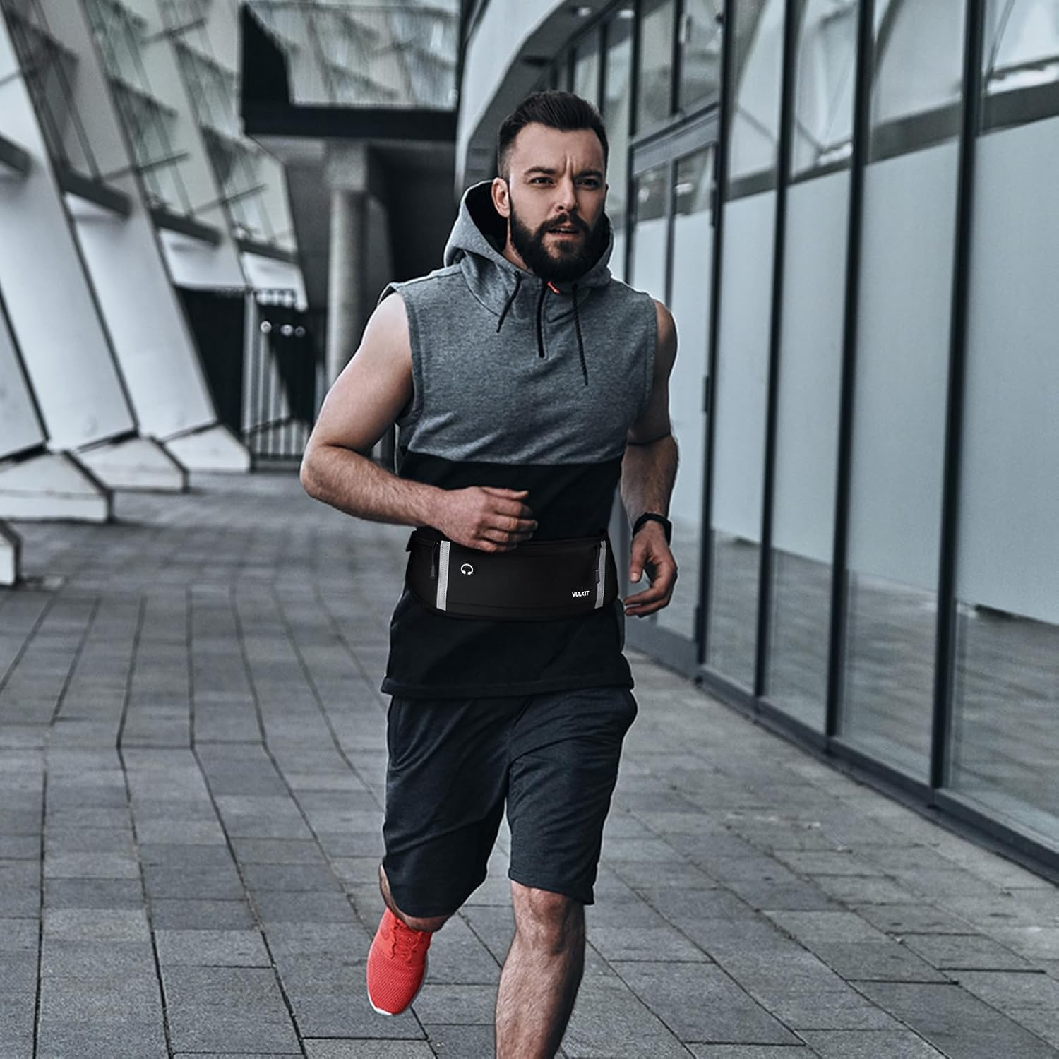 VULKIT Slim Running Belt for Women & Men, Cell Phone Holder for Running, Workout Fanny Pack, Running Bag, Money Belt, Runners Essentials Gear Accessories, Fits All Phones, Running Pouch for Men, Black - Pink image number 4