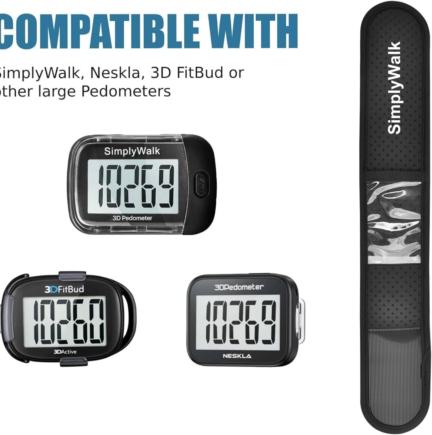 Adjustable Ankle Band for Fitness Pedometer, Soft Wear Ankle Band with Transparent Pouch for Step Counter (Steps Tracker Not Included)