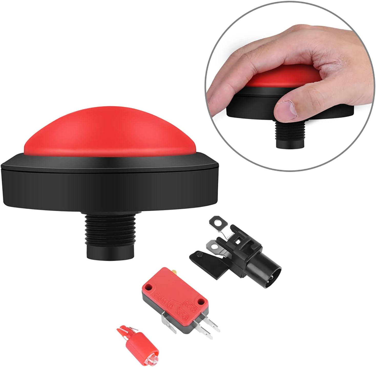 100Mm Massive Button with LED, LED Lighted Button for Interactive Vending Machines,Diy Assembly (100#-Red+Three-Legged Switch+Led Light) image number 2