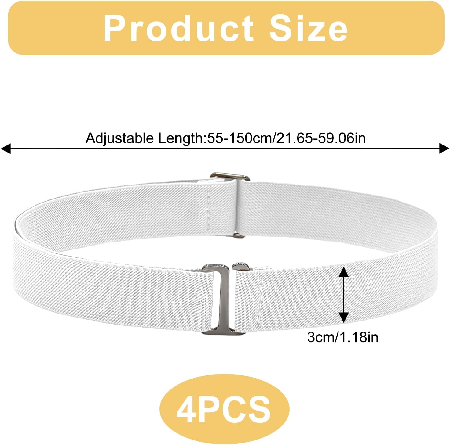 Teccfly No Show Stretch Belt for Women,Invisible Belt,Elastic Adjustable Sweater Tuck Band for Jeans Pants Dresses, 100X3Cm image number 2