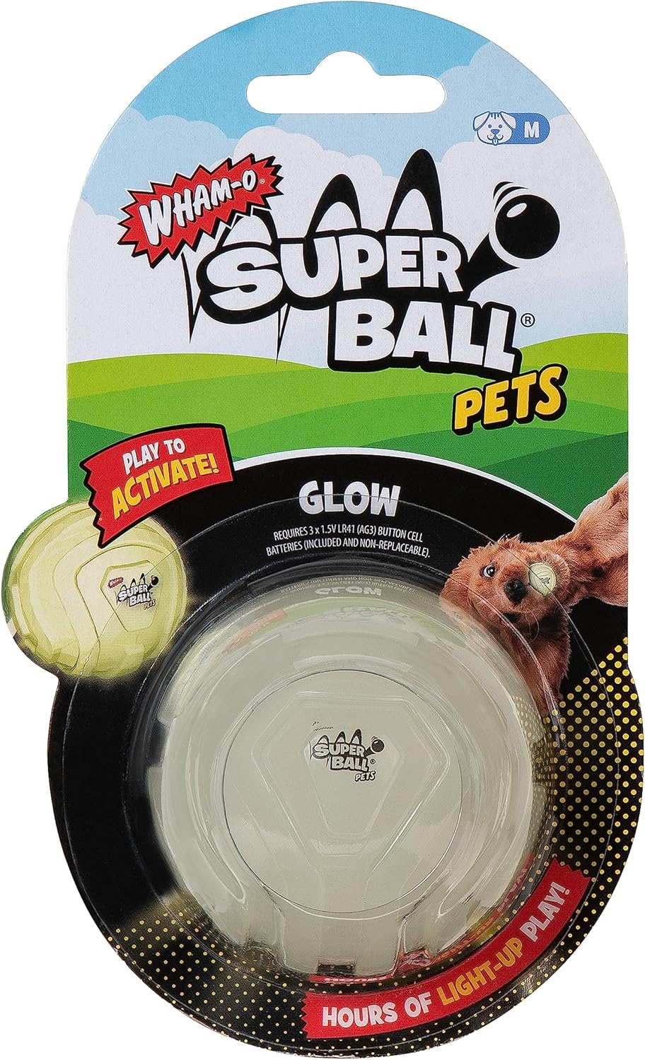 Jazwares Wham-O Pets Superball Bounce Glow Light - 2.5-Inch Light-Up Dog Ball with Encased LED Light and Durable BPA Free Rubber image number 2