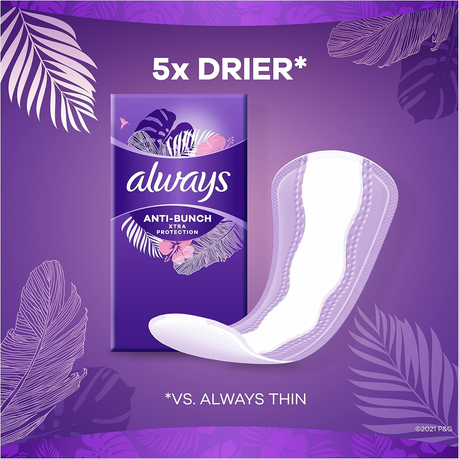 Always Xtra Protection Long Daily Liners Unscented 108 Count image number 4