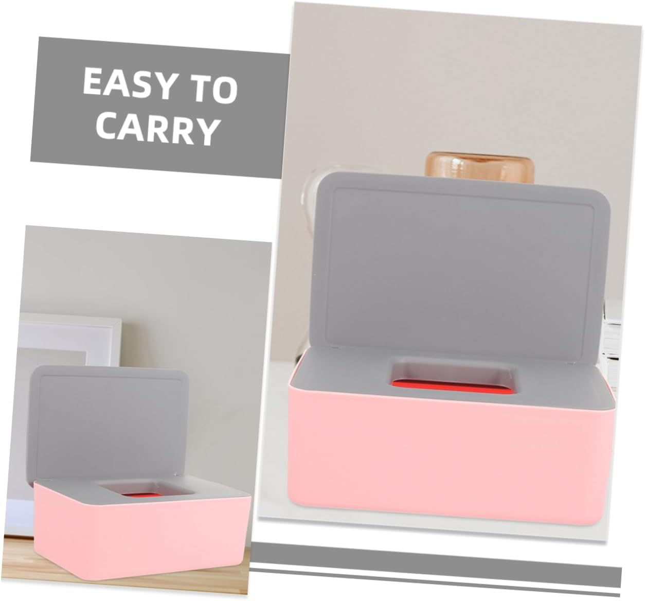 WOONEKY 2Pcs Compact Wet Tissue Box Portable Wipes Container Seal Home Travel Use image number 2