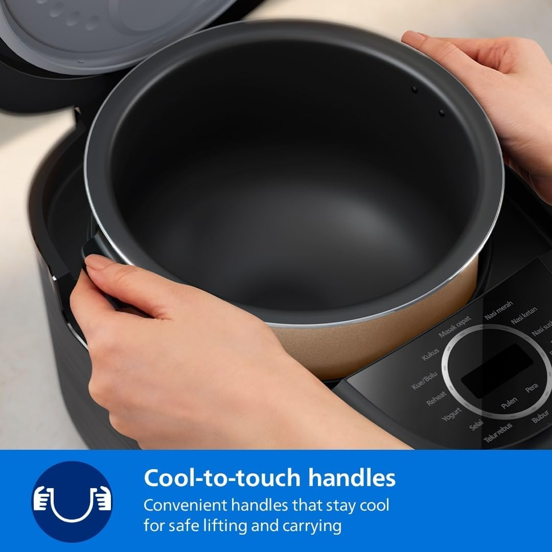 Philips 5000 Series Digital Rice Cooker &ndash; 1.8L, Fluffy Rice for 48 Hours, Freshdefense Technology, Binchotan Coating, 18 Cooking Menus, Smart 3D Heating, Stainless Steel (HD4814/31) image number 1