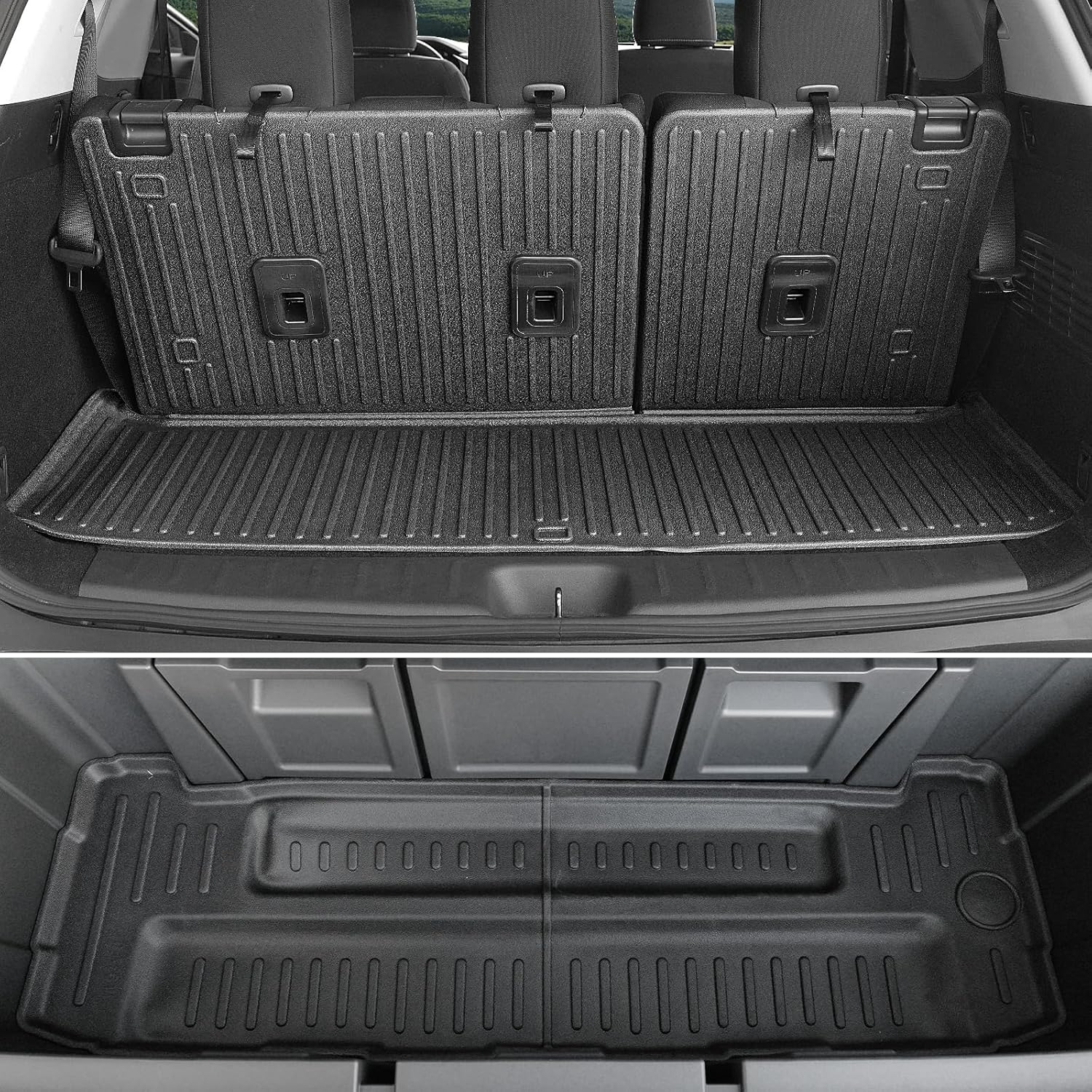 Cargo Mat for 2022-2025 Nissan Pathfinder 7/8 Passenger Accessories, Full Coverage All Weather TPE Protector Cargo Mat with Backrest Mat Trunk Mat Cargo Liner for Nissan Pathfinder Accessories