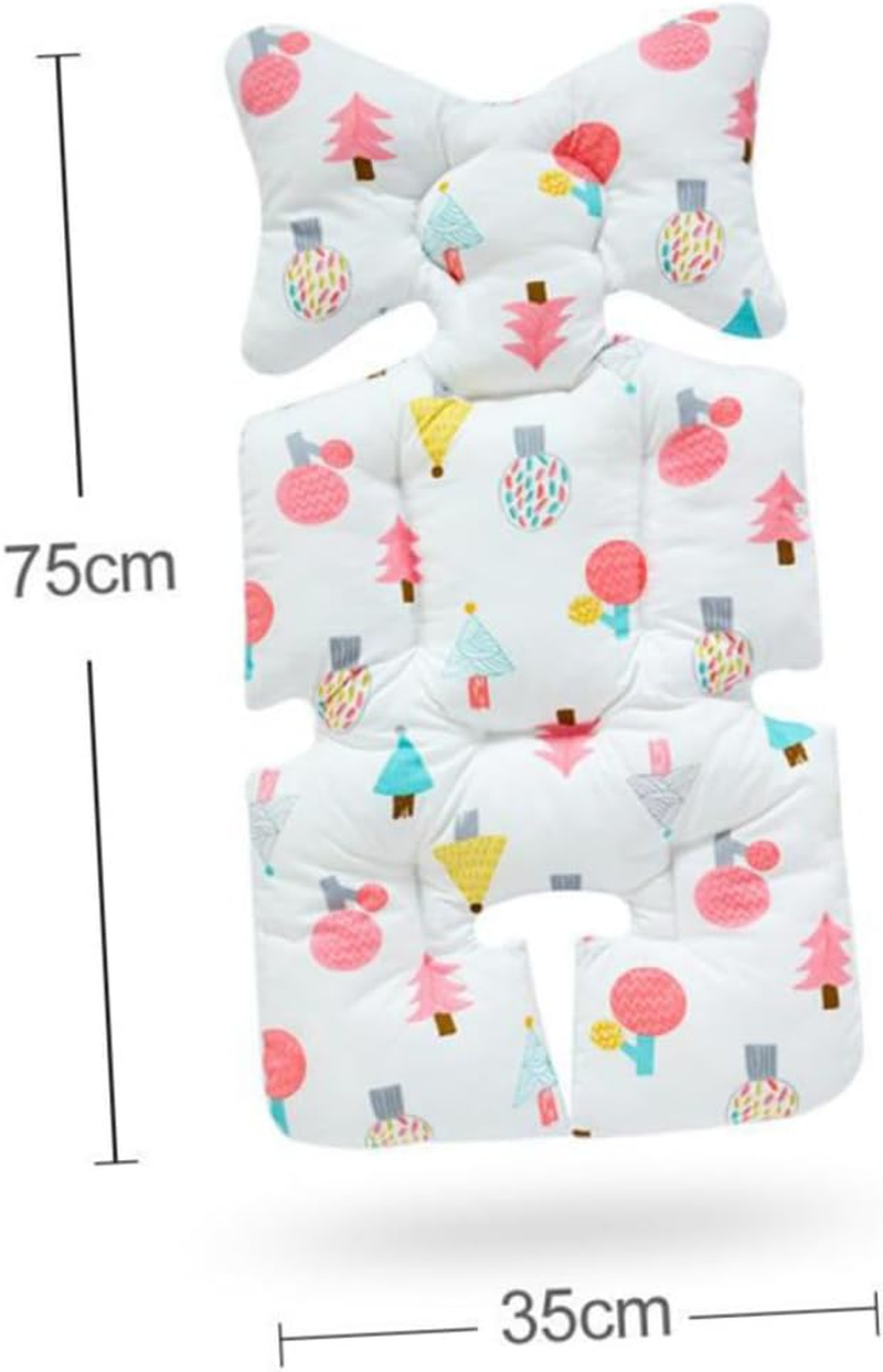 TIDTALEO Breathable Cotton Stroller Seat Cushion Mat Large Multifunctional Cart Mat with Cartoon Print Double-Sided Soft Protector for Stroller and Dining Chair Suitable for All