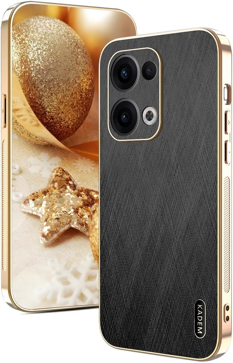 BORYA Electroplated Case for Oppo Reno13 5G (Reno 13 5G), Shockproof Ultra Thin Silicone Mobile Phone Case, Soft Premium PU TPU Bumper Leather Protective Case, Elegant Luxury Case, Black image number 6