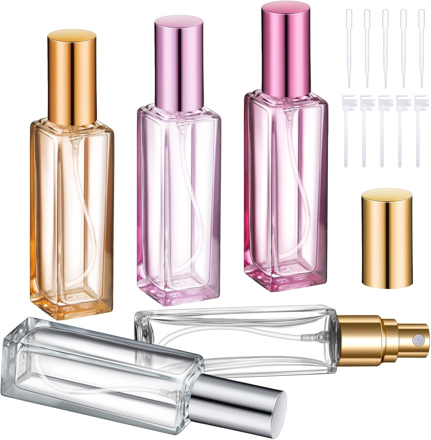 Domensi 30 Pcs 10 Ml Perfume Decanter Kit Travel Size Refillable Mini Cologne Perfume Bottle Empty Portable Atomizer Sprayer for Glass Fine Mist Sprayer Travel Kit Makeup Spray Bottles Set image number 4