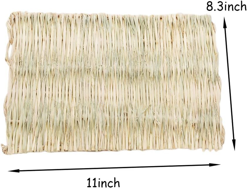 Kathson 8 PCS Bunny Grass Mat Natural Woven Pet Bed Nest Mats Rabbits Chew Toys for Hamsters Parrot Rabbits Hedgehog Guinea Pig Bunny and Other Small Animals image number 1