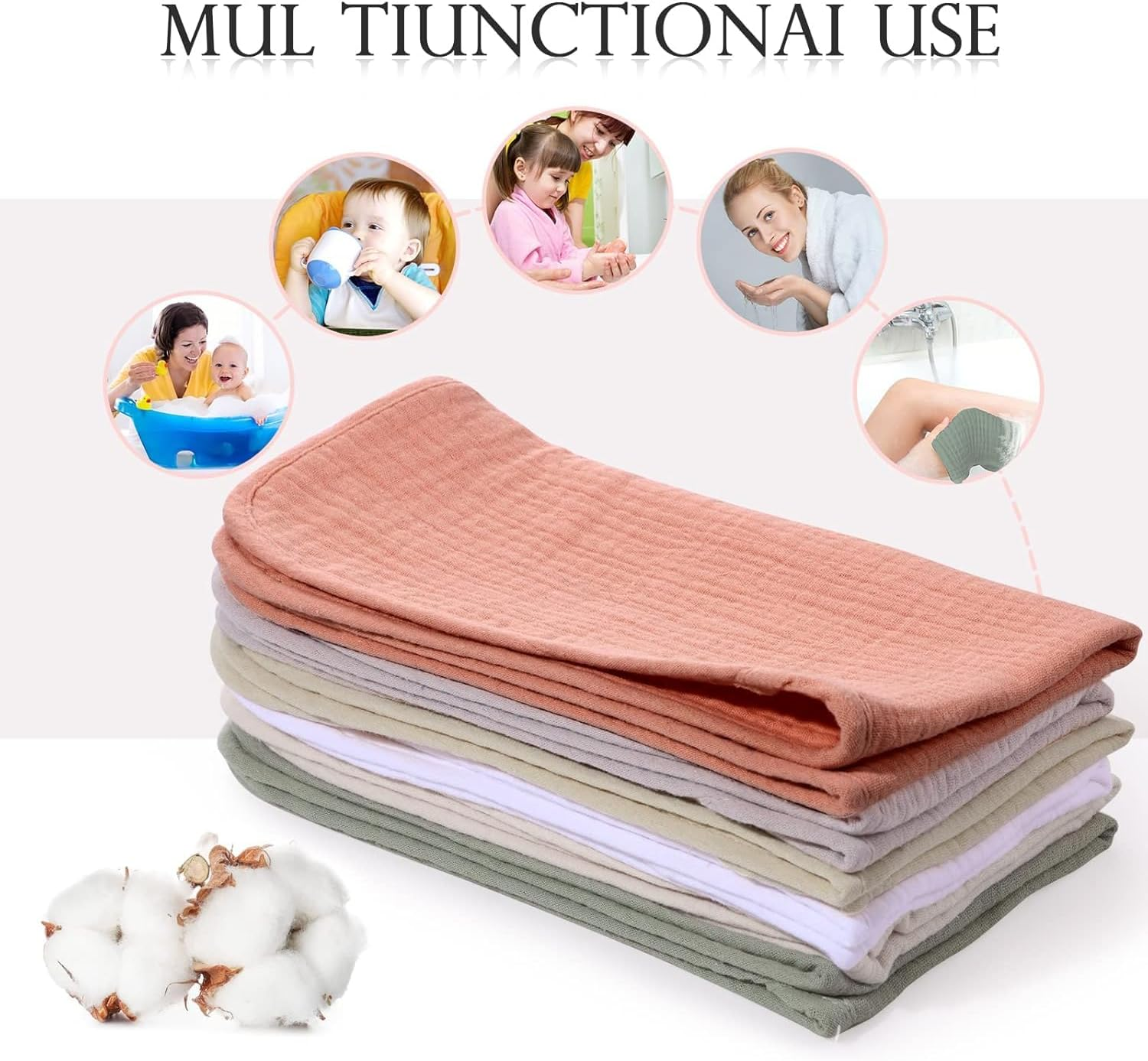 5 Count Muslin Burp Cloths Cotton Burping Rags Large 20 X 10 Inch 6 Layers Spit up Rags Soft Absorbent Multicolor Wash Cloths Diapers(Mixed Colors Series) image number 1
