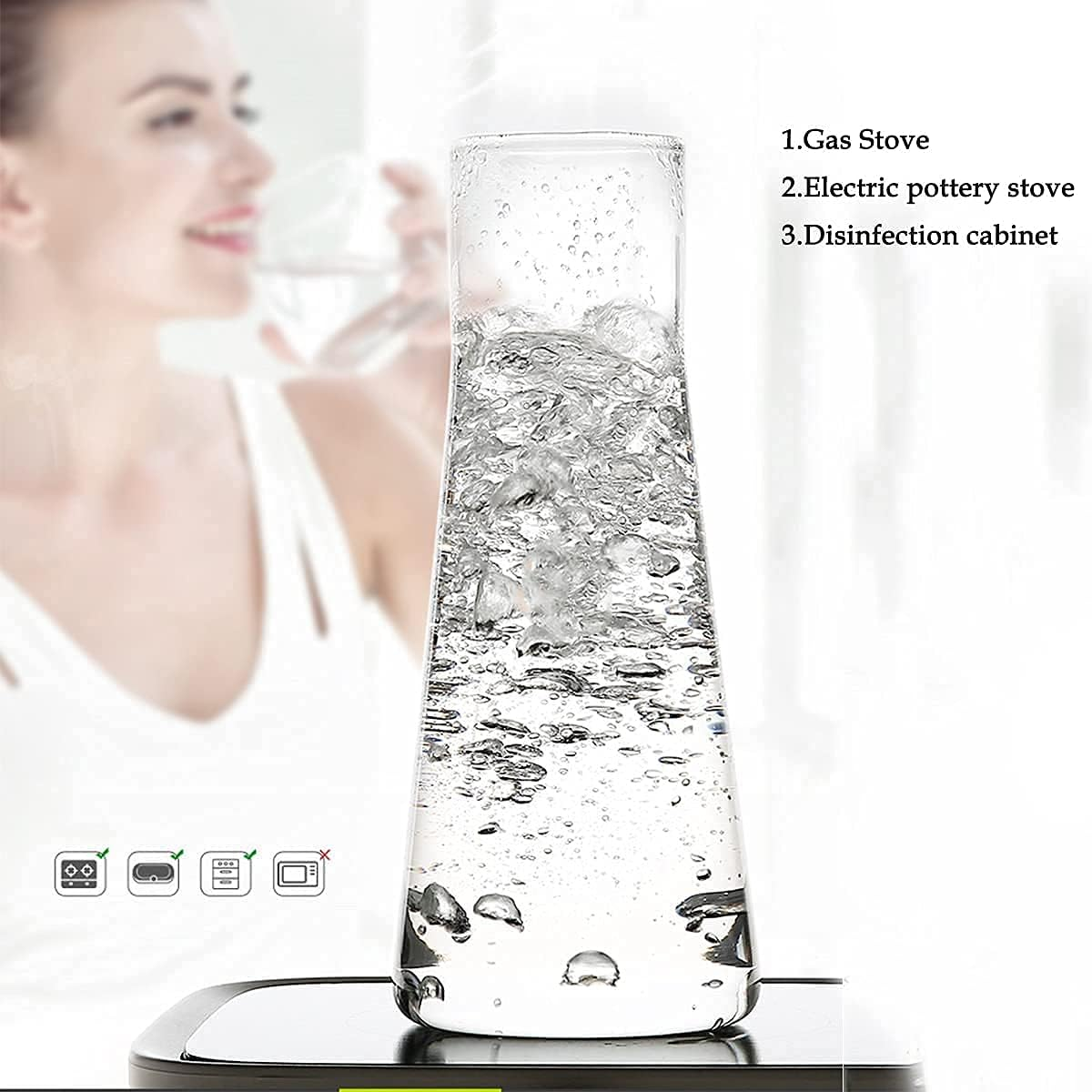 ZILJJ Clear Bedside Water Carafe Set with Tumbler Glass for Bedroom, Bedside Night Water Carafe Set with Glass, Mouthwash Decanter for Bathroom, Water Carafe with Cup for Nightstand (30 Oz/850Ml) image number 6