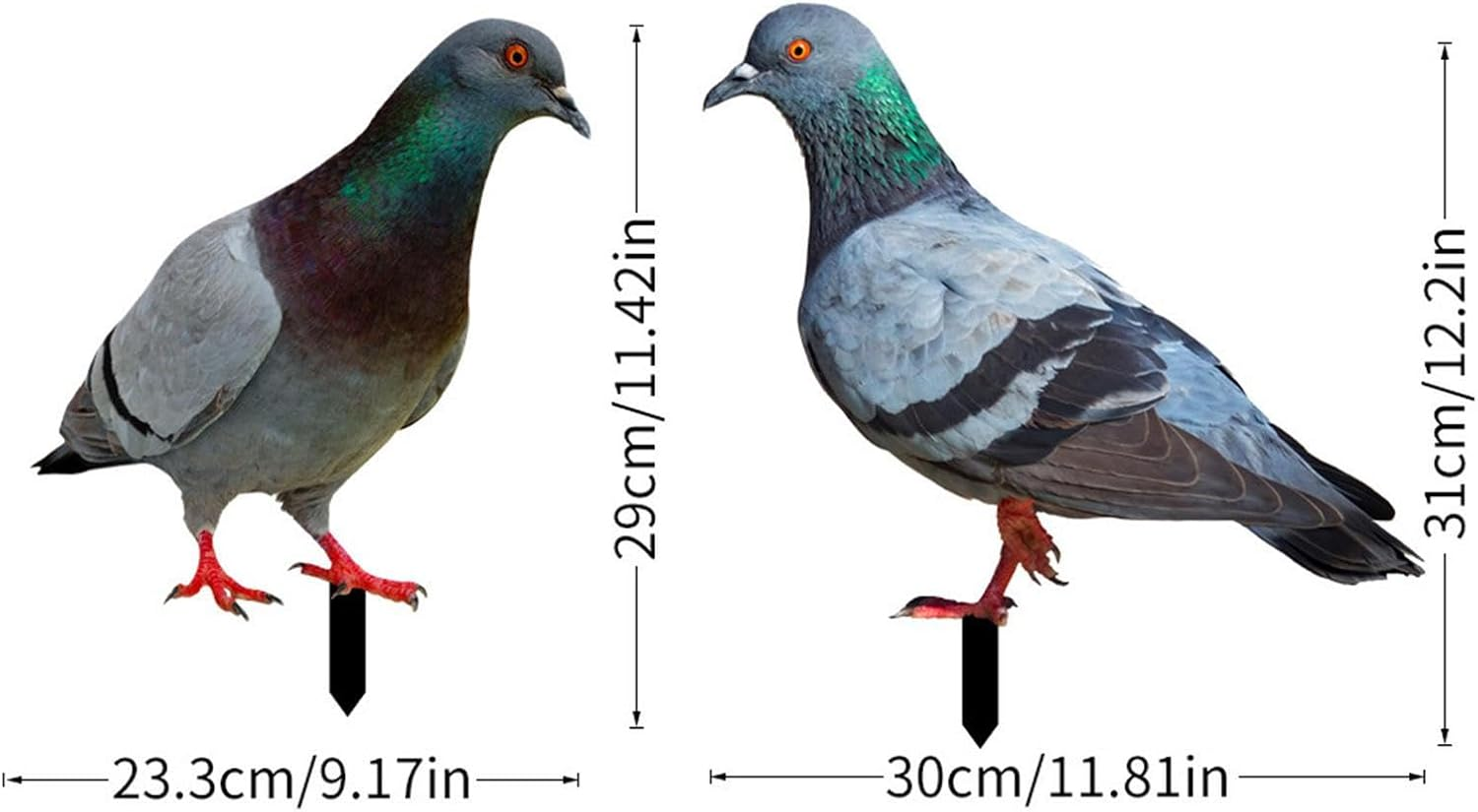 Pigeon Decoys,2X Realistic 2D Acrylic Pigeon Model - Bird Stake Ground Plug, Decorative Yard Art Bird Figurine for Courtyard, Lawn, Patio, Outdoor image number 3
