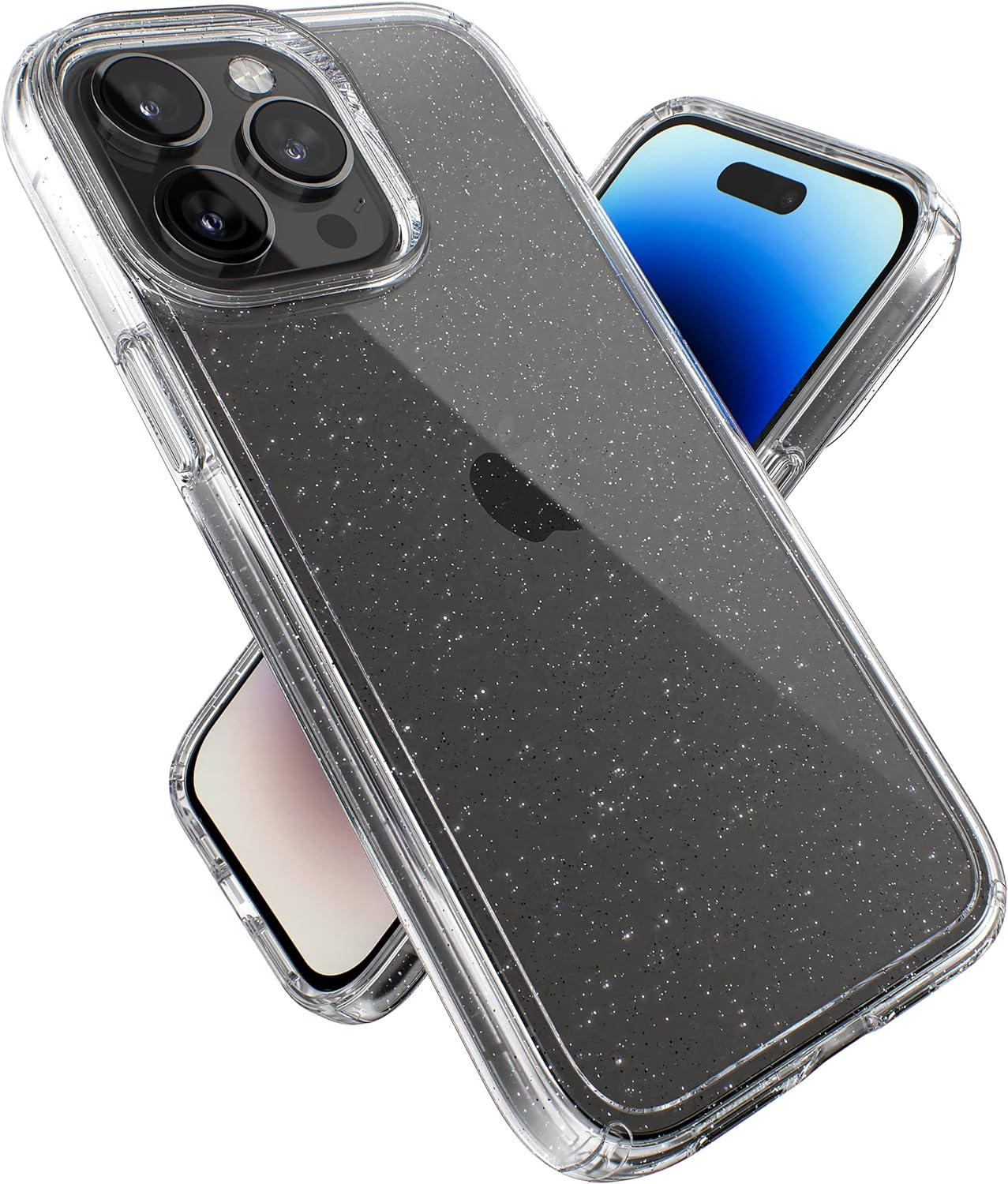 Speck Clear Iphone 14 Pro Max Case - Drop Protection with Scratch Resistant Dual Layer Slim Phone Case for 6.7 Inch Iphones 14 Pro Max - Anti-Yellowing & Anti-Fade Case - Platinum Glitter Gemshell image number 4