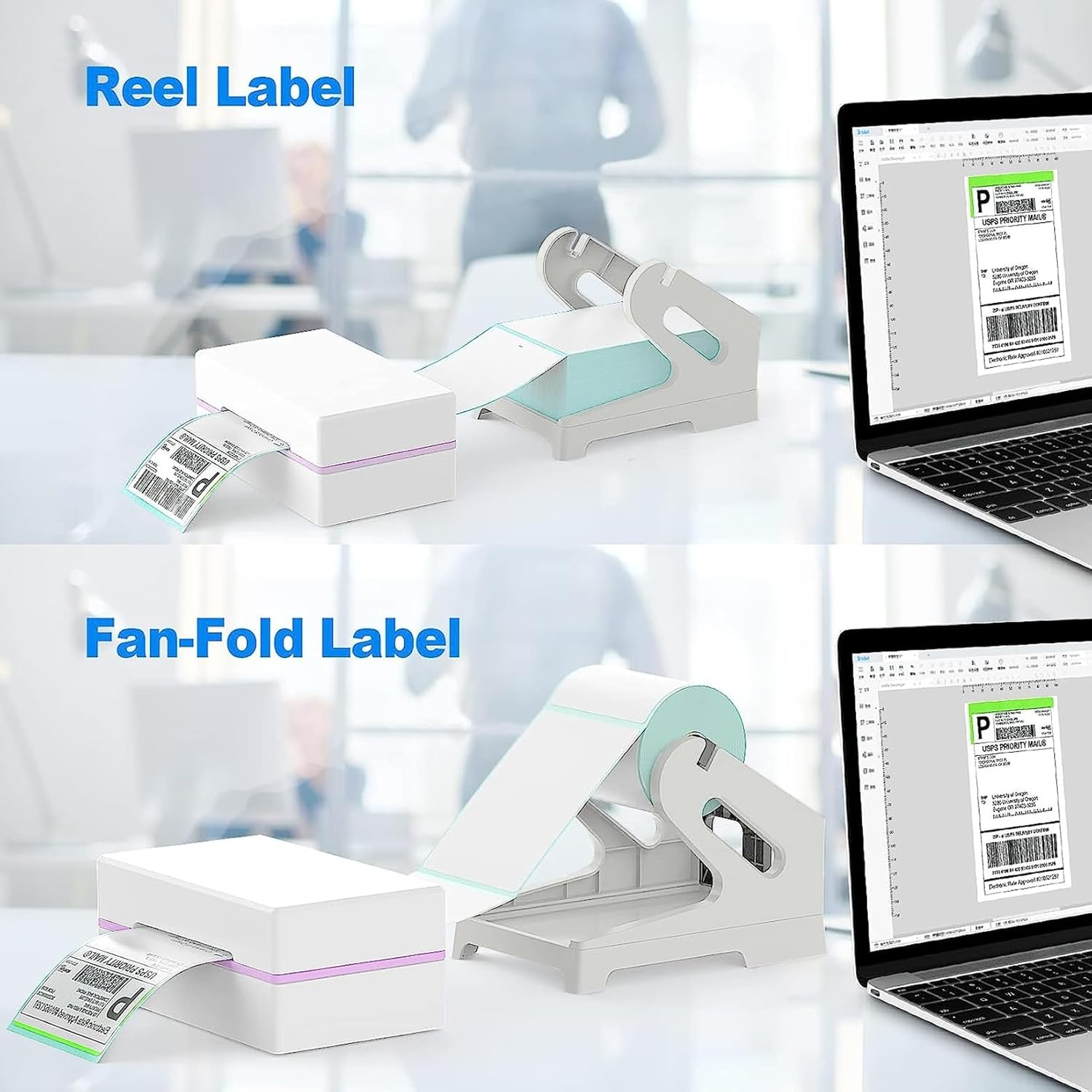 Thermal Label Holders Label Holder for Rolls and Fanfold Shipping Label Stand Desktop Lables Printer DIY Accessory Supplies for Home Office - Grey image number 1