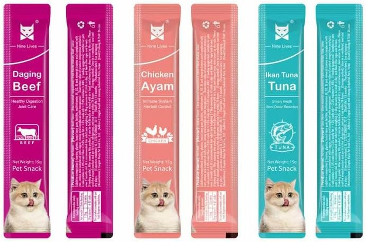 Delicious Cat Snacks for Weight Gain and Cheek Filling-Moist Cat Treats Sticks (5PCS, Beef)