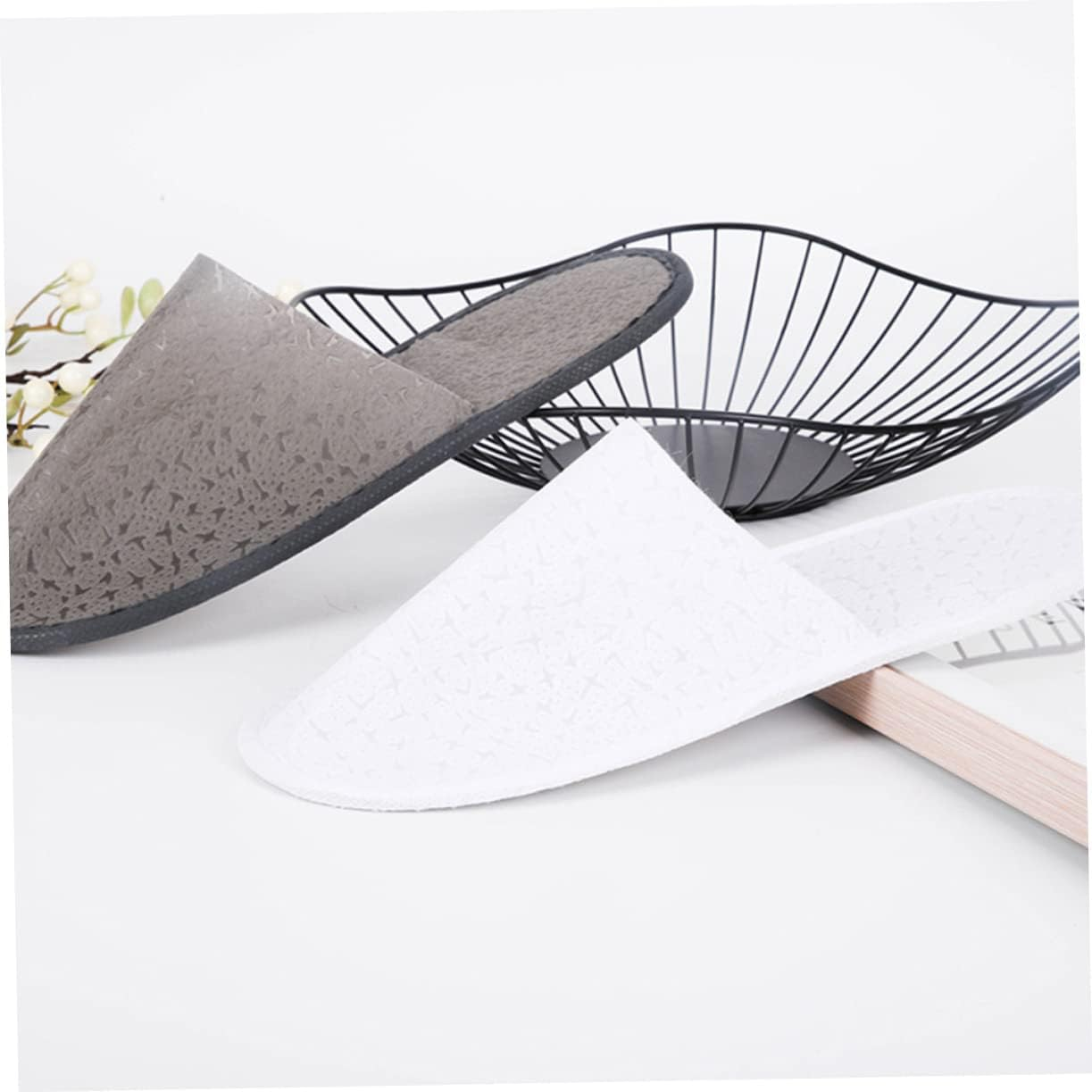 Healeved Slippers Outdoor Booties Travel Slipper Sandals Toiletries Non-Woven Fabric Dark Grey - Dark Grey image number 2