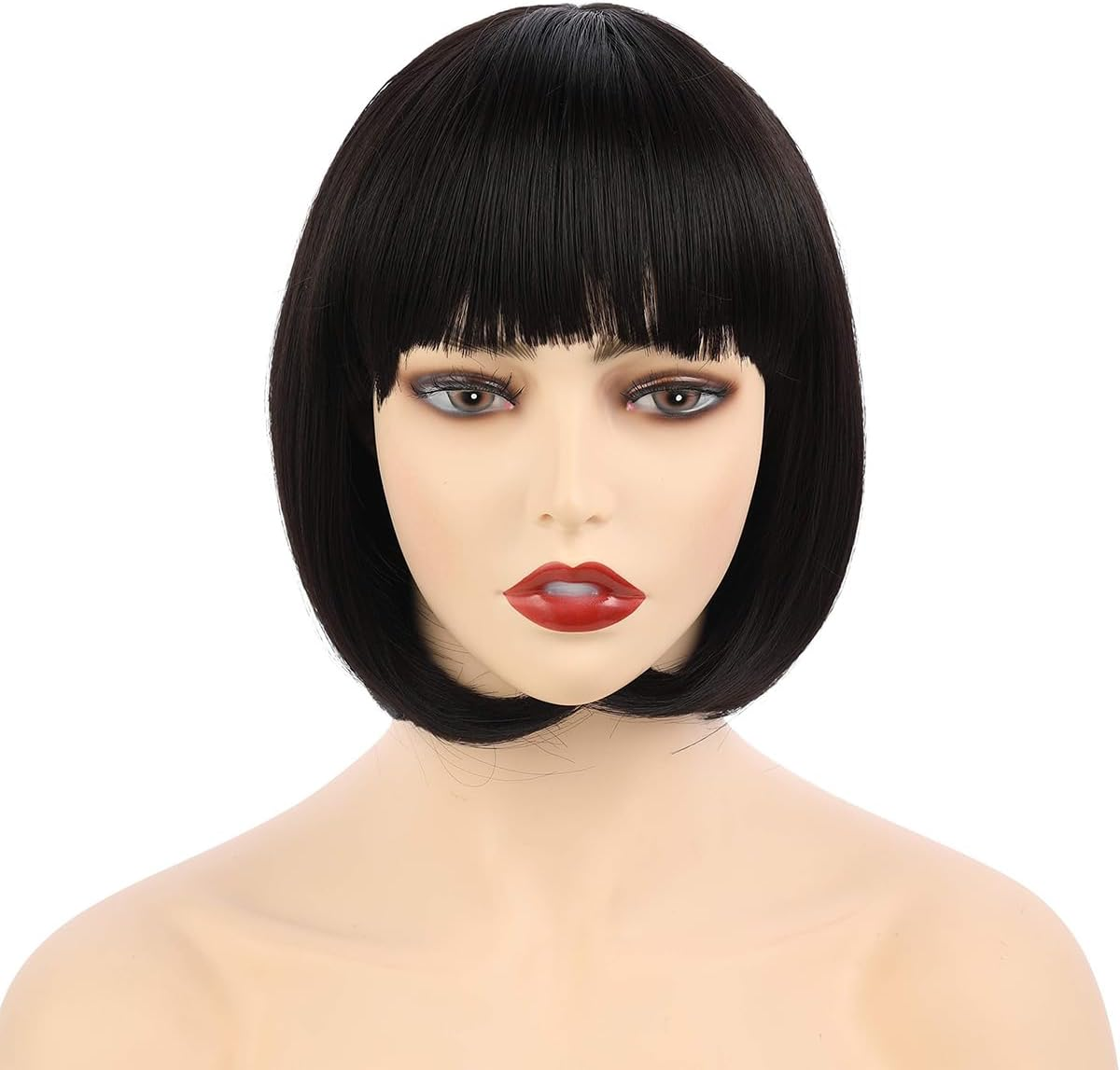 CENPEK Short Fluffy Anime Face Shaping Wig Short Long Synthetic Straight Fashion Wig image number 3