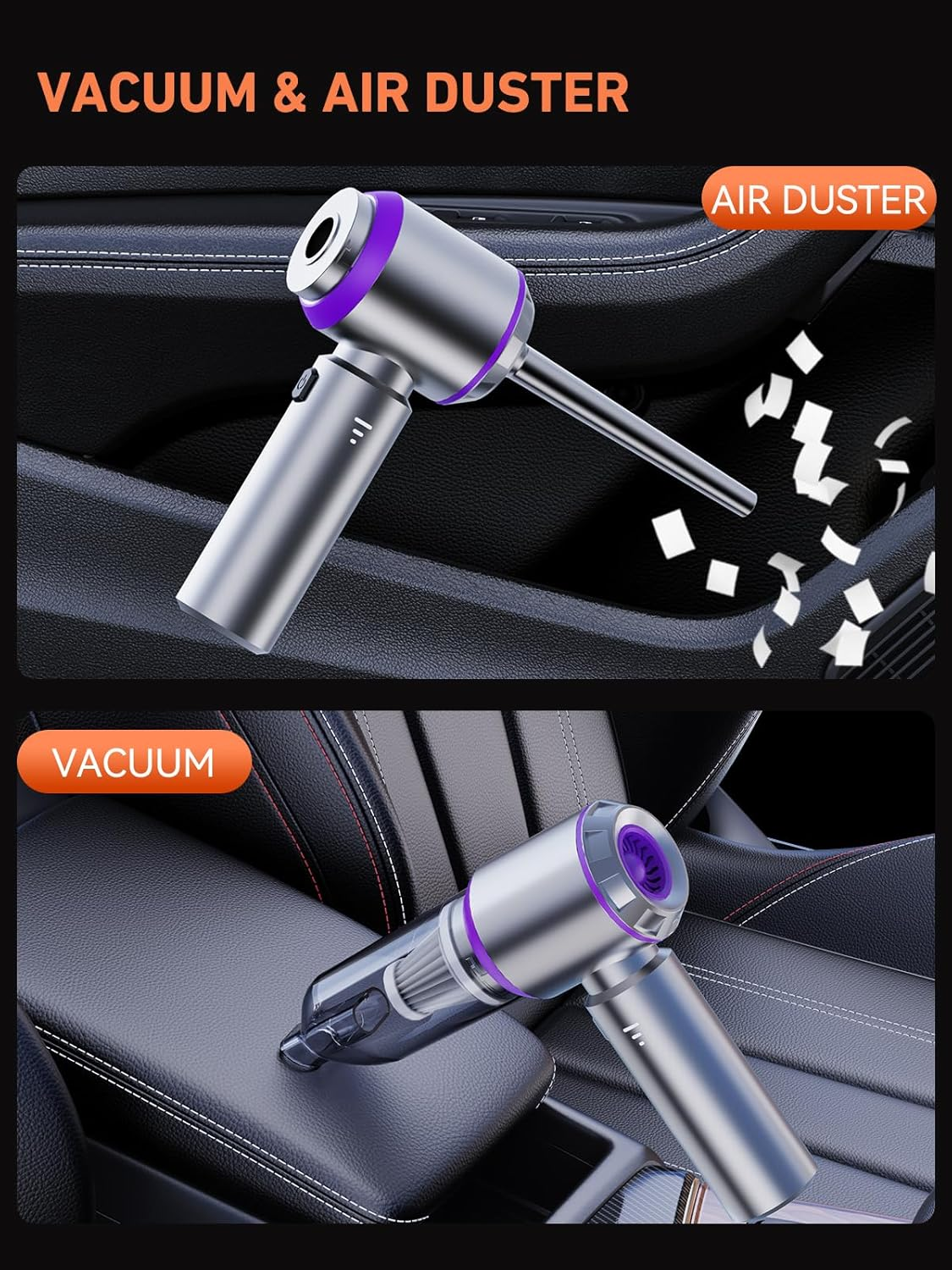 IYOFINE Vacuum/Air Duster 80,000RPM Super Power Mini Car Vacuum Cleaner 4-In-1 Air Blower Gun Air Duster & Air Blower & Pump Hand Electric Air Duster Handheld Dust Blower Blower Cordless (Purple) image number 1