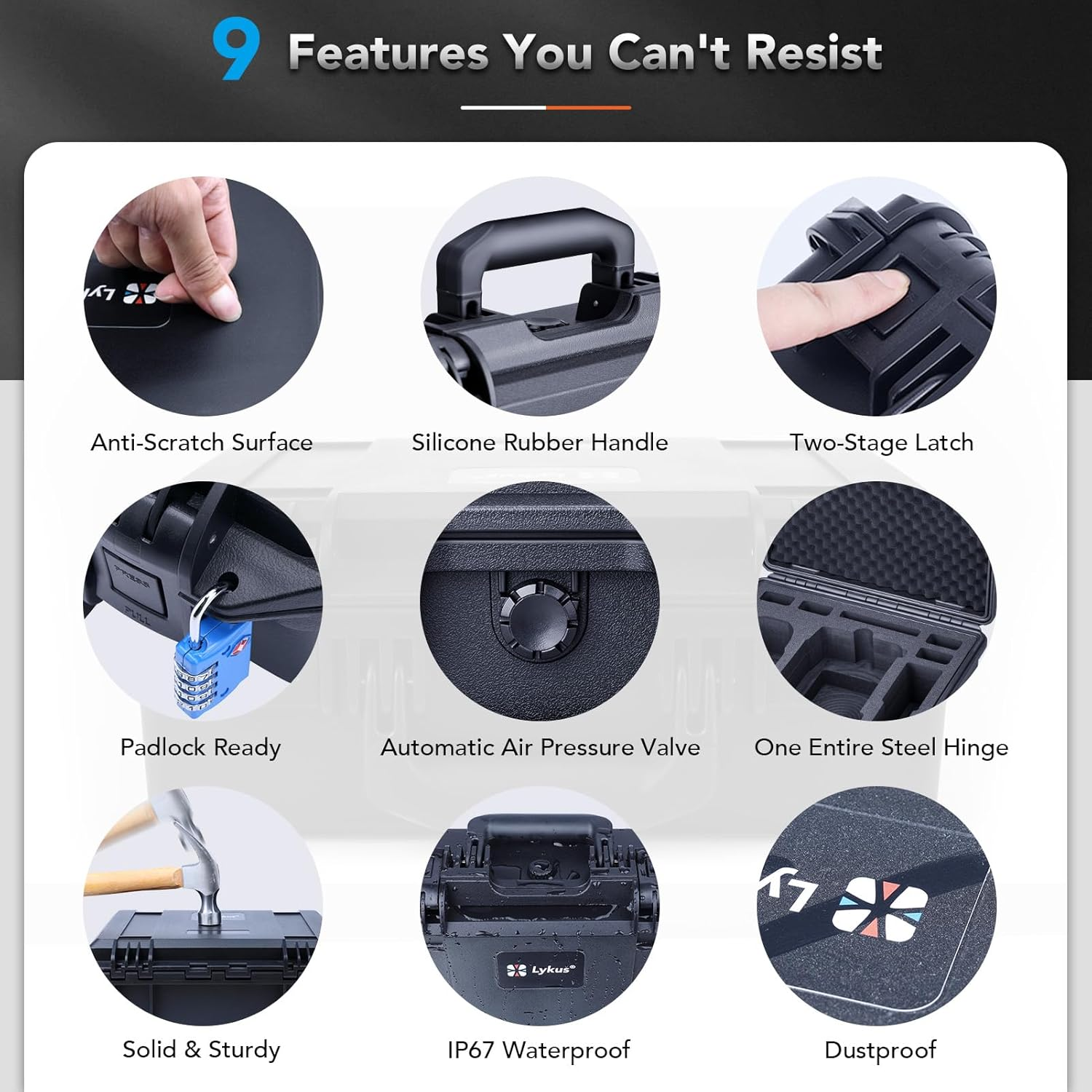 Lykus Titan MM520 Waterproof Case / Case for DJI Mini 5 Pro and DJI RC Pro 2, Supports 8 Batteries and RC Carry Strap [Case Only] image number 5