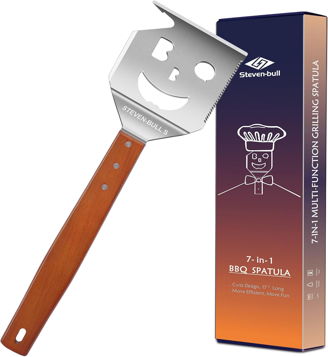 5 in 1 BBQ Spatula for Outdoor Grill, Personalised BBQ Tool Have a Barbecue Utensils Set Function, More Fun, More Efficient.Stainless Steel BBQ Accessories Best BBQ Gifts for Men image number 3