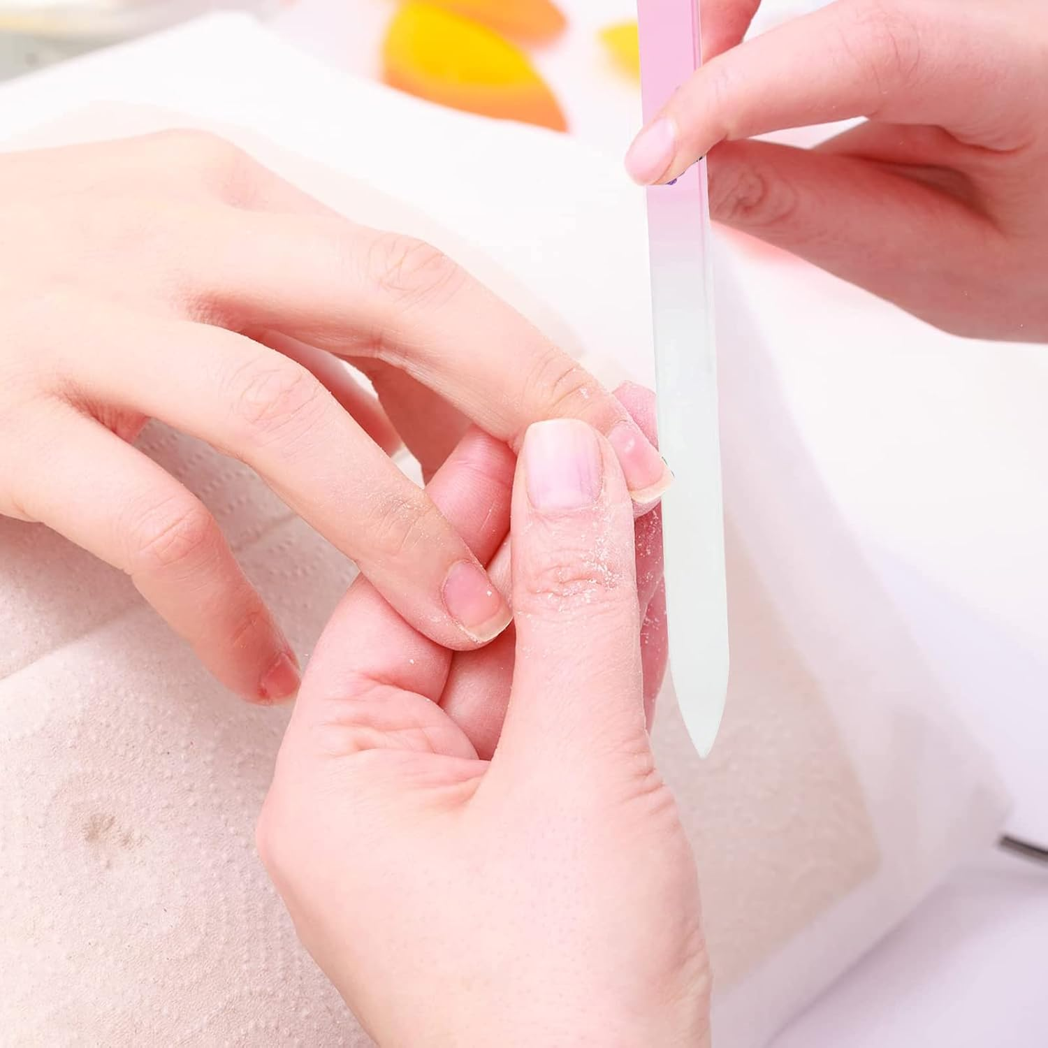 3Pack Glass Nail File, Glass Cuticle Pusher, Glass Nail File with Case, Glass Cuticle Pusher and File, Professional Manicure Nail Care, Unique Gifts for Women and Girls