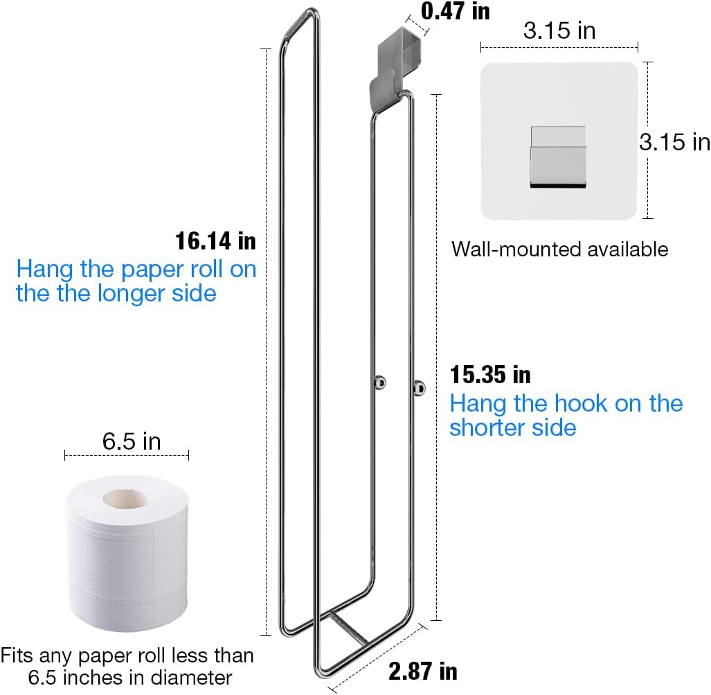 Toilet Paper Holder Brushed Nickel for 4 Roll Tissue, 1 Pack Bathroom Toilet Paper Storage over the Tank, Stainless Steel Rustproof Bathroom Toilet Paper Roll Holder Wall Mount - Hold 3 Rolls Tissue(1Pcs,Black) image number 6