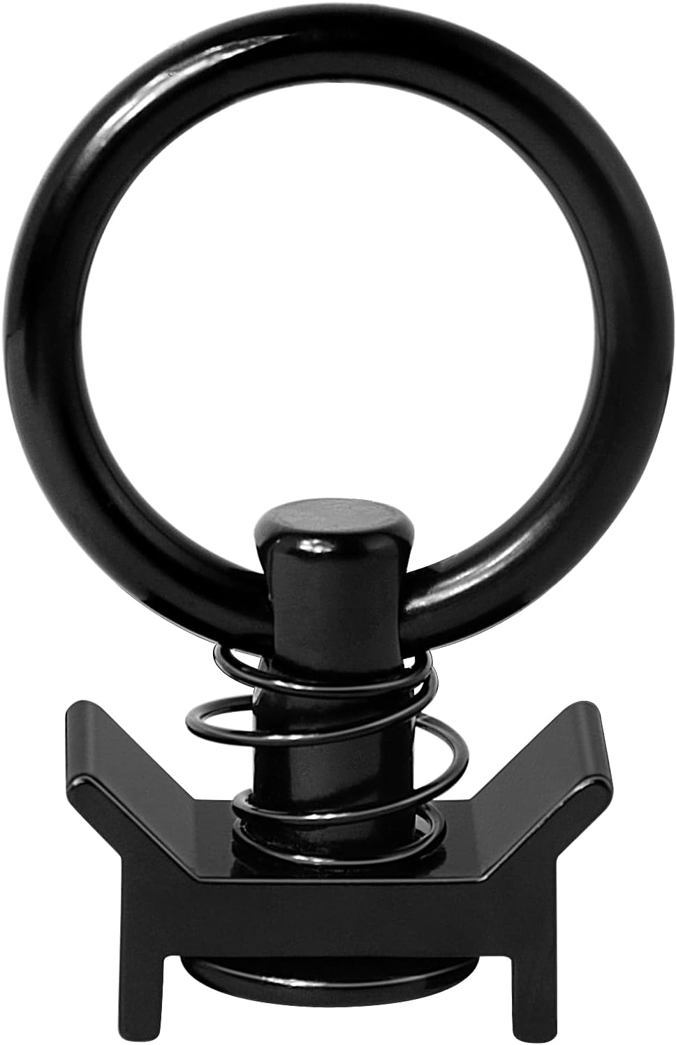 L Track Single Stud Fitting 4,000LB Capacity with round Ring Aluminum Keeper Cargo Control, Pack of 12, Black