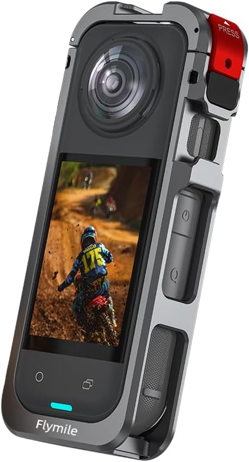 Insta360 X5 Cage, Aluminium Utility Frame for Insta360 X5, Protective Cage with Silicone Lens Cover, Cold Shoe Interface with 1/4" Threads Cold Shoe Mount Folding Fingers image number 5