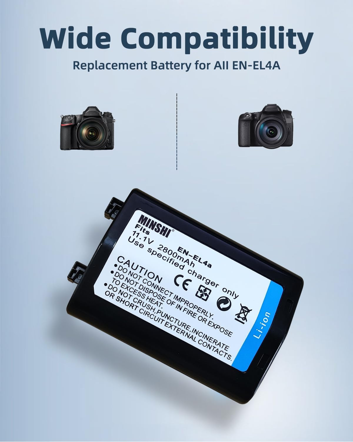 MINSHI EN-EL4A Replacement Battery Compatible with D3 【11.1V 2800Mah】 High Performance Compatible Camera Battery 2023IN image number 1