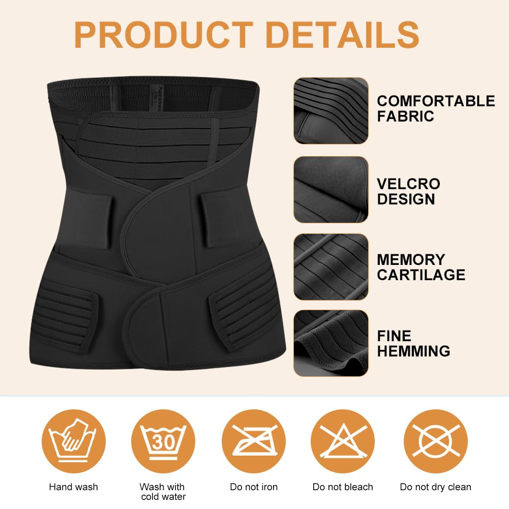 ACWOO Abdominal Belt after Birth, Postpartum Belt for Women, Rectus Diastasis Abdominal Belt, Postpartum Belt Pregnancy Adjustable, Stronger Strength for Tummy Tightening, Black, 4Xl-3-In-1 image number 6