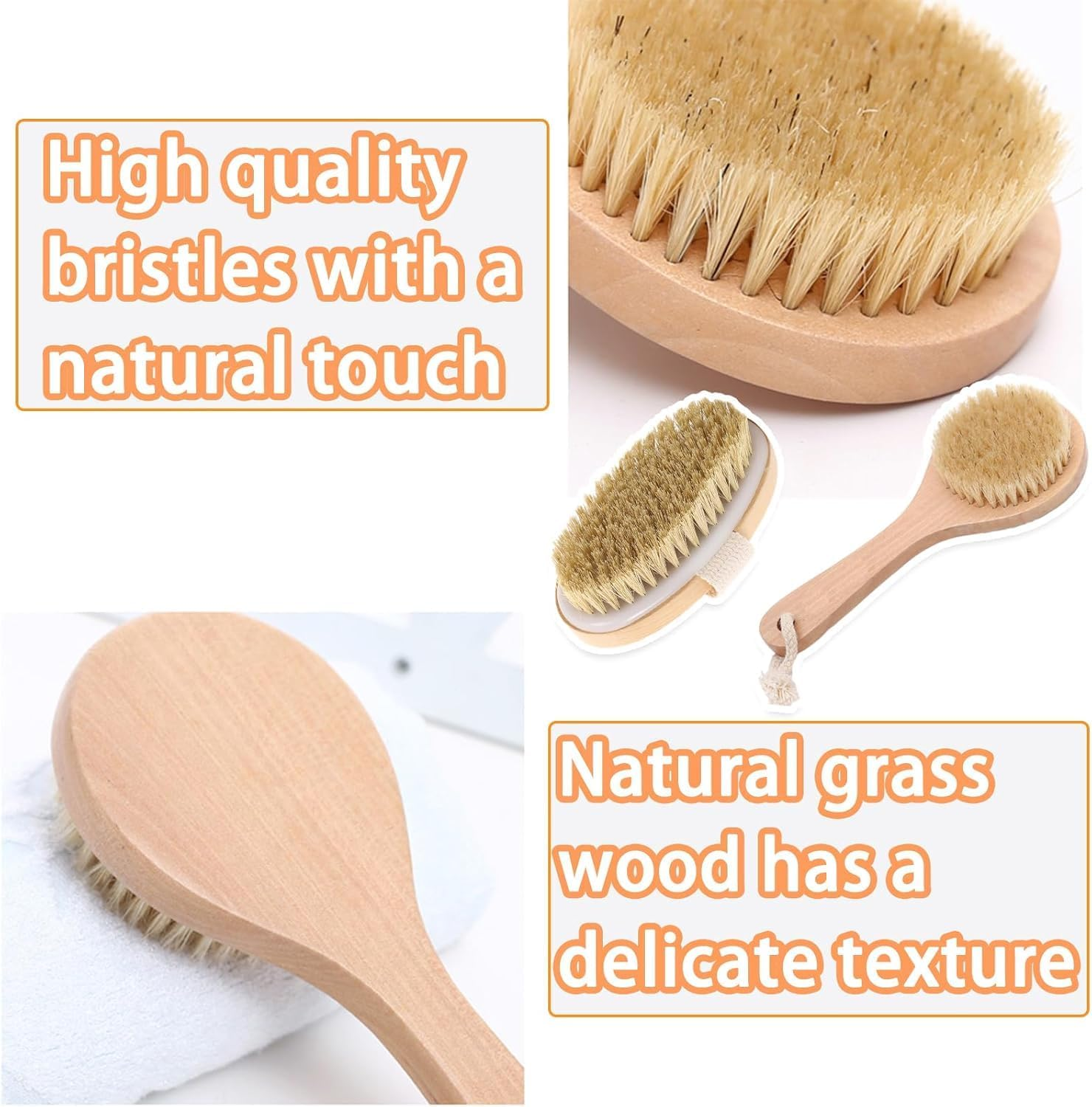 2Pcs Back Brush, Dry Brush, Body Brush, Soft Natural Bristle, for Exfoliating, Lymphatic Drainage, Stimulating Blood Circulation, Accelerating Metabolism, Enhancing Skin Health, for Men, Women image number 6