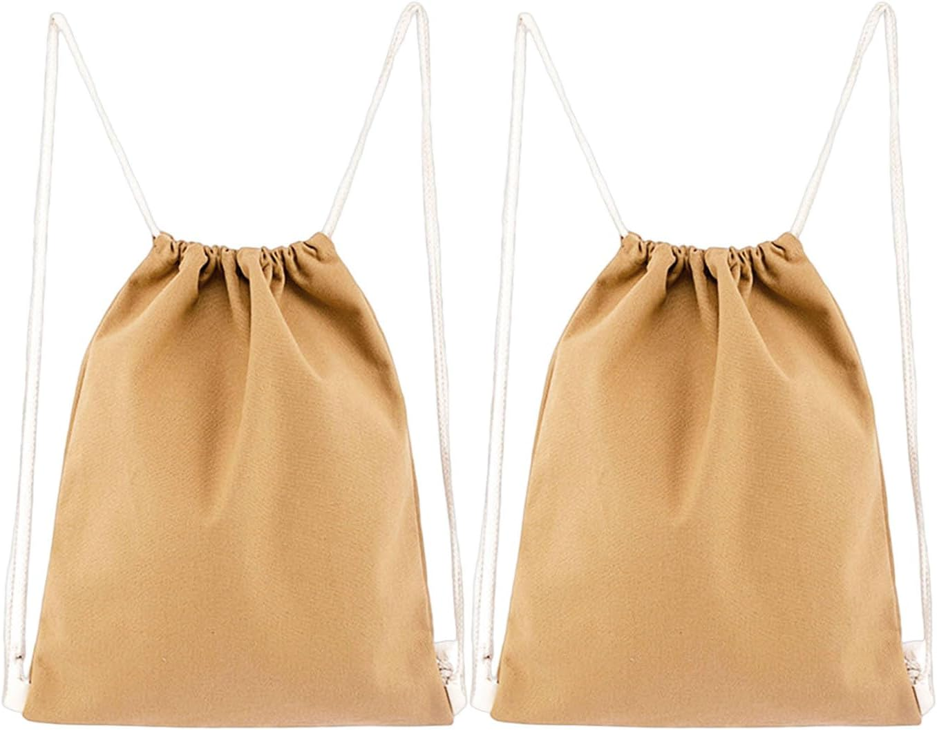 2-Pack Cotton Canvas Drawstring Backpack Gym Sackpack