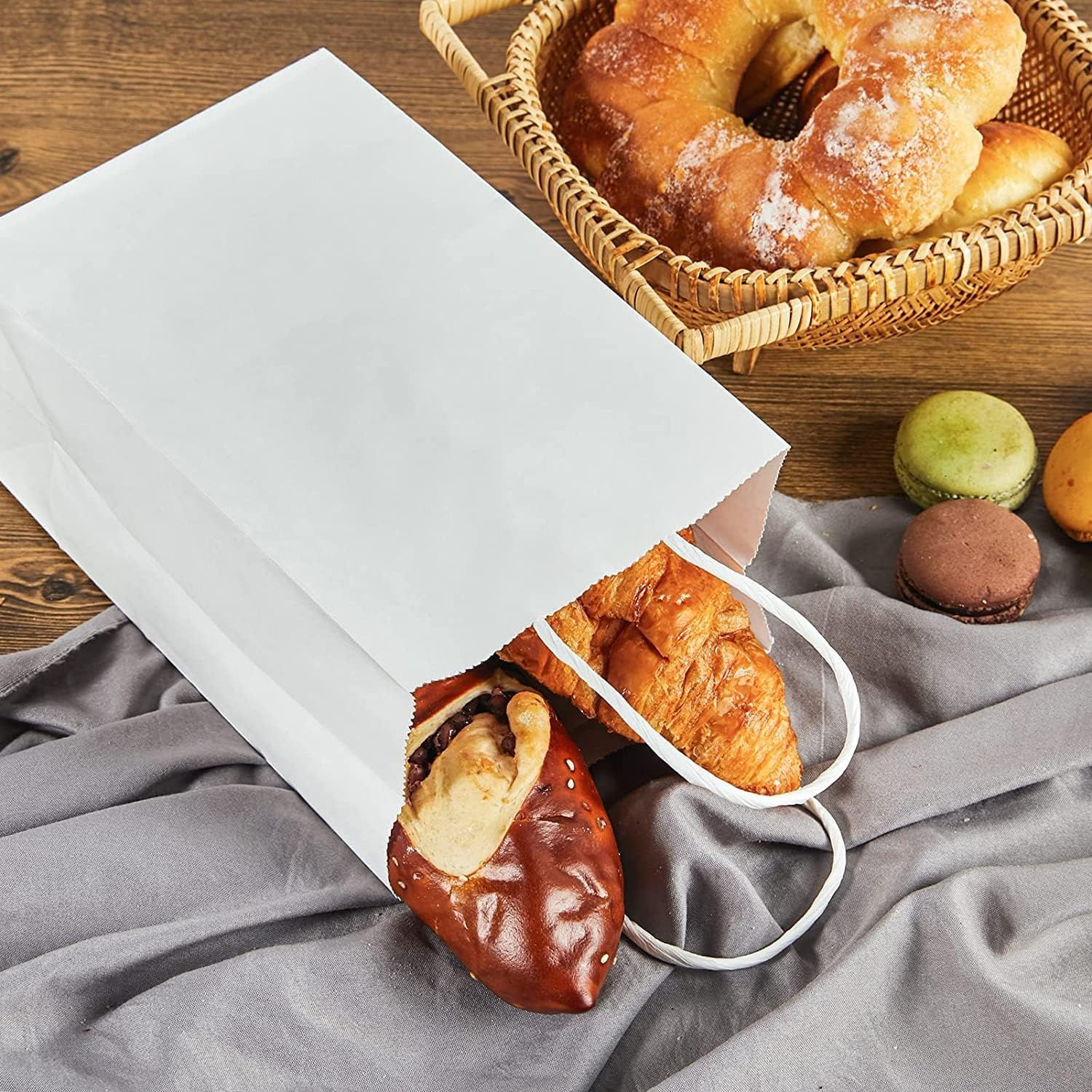 50 Pcs White Kraft Paper Bags with Handles,21 X 11 X 27Cm Gift Bag Kraft Paper Party Gift Bag,Small Gift Bags Eco-Friendly Kraft Bags for Gifts,Business, Shopping, Retail Merchandise Bags - Brown image number 3