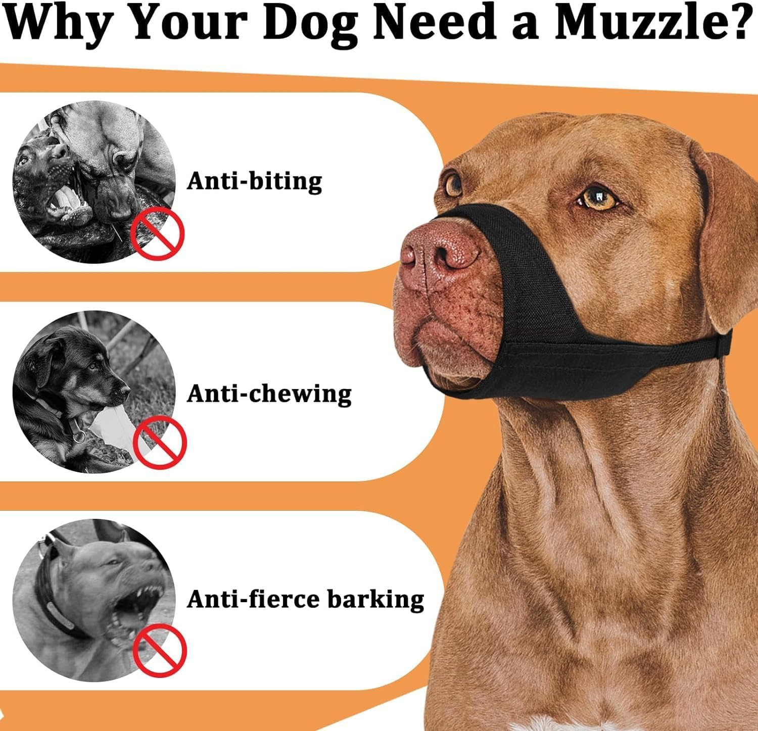 Short Snout Dog Muzzle, Small Muzzle for Chihuahua Shih Bully Boxer Puppy, Soft Fabric Muzzles for Grooming Vet Visits, Prevent Biting Chewing Fighting (Black, XXL) image number 4
