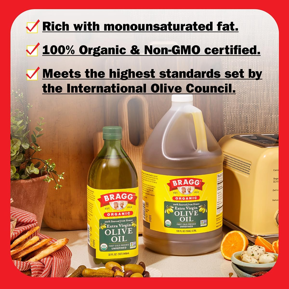 Bragg Organic Cold Pressed Olive Oil, 946 Ml image number 1