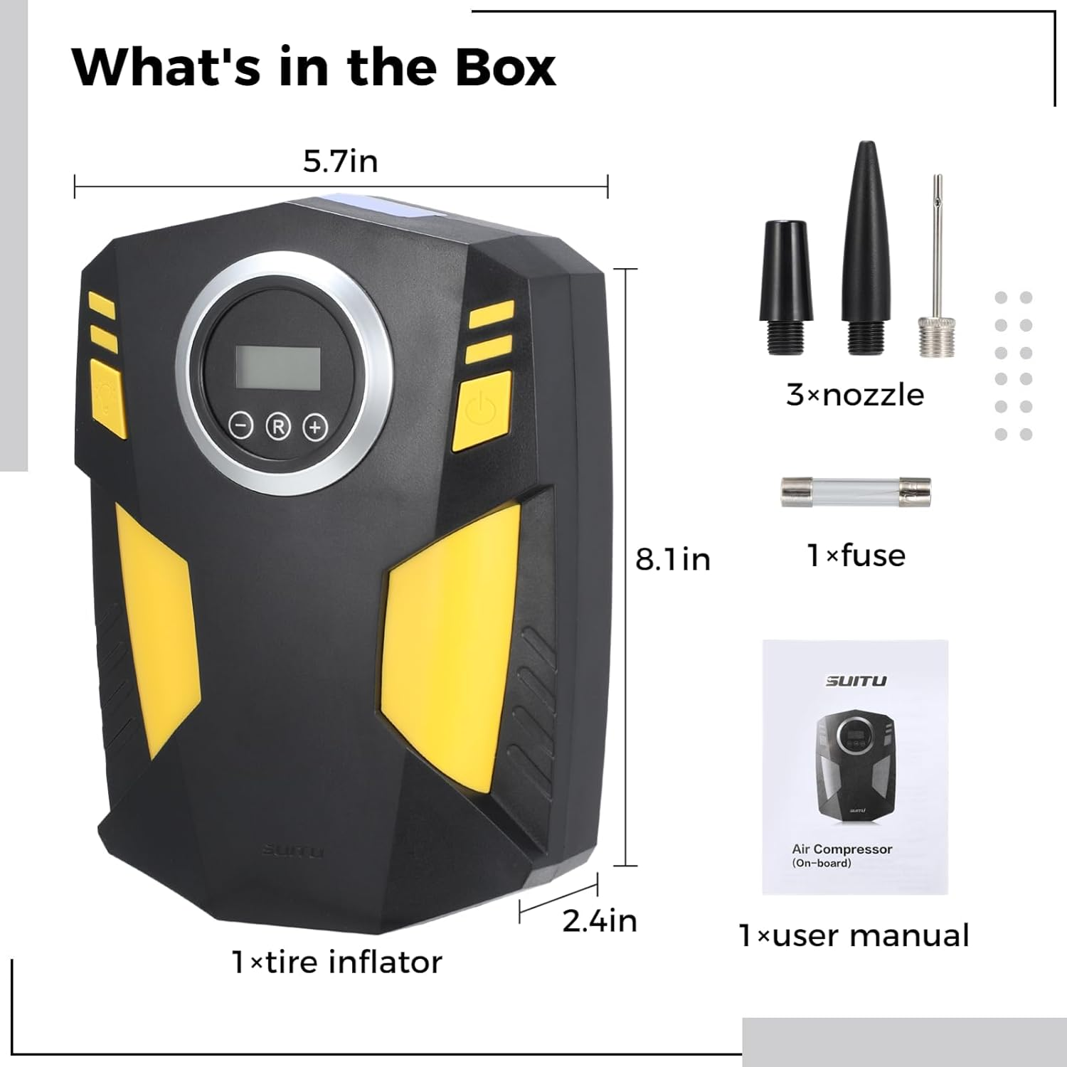 Portable Air Compressor Tire Inflator, 12V Air Pump Max 150PSI with LED Light & Digital Pressure Gauge for Car Tires, Auto Tire Pump for Bikes and Other Inflatables, Electric Car Accessories image number 1