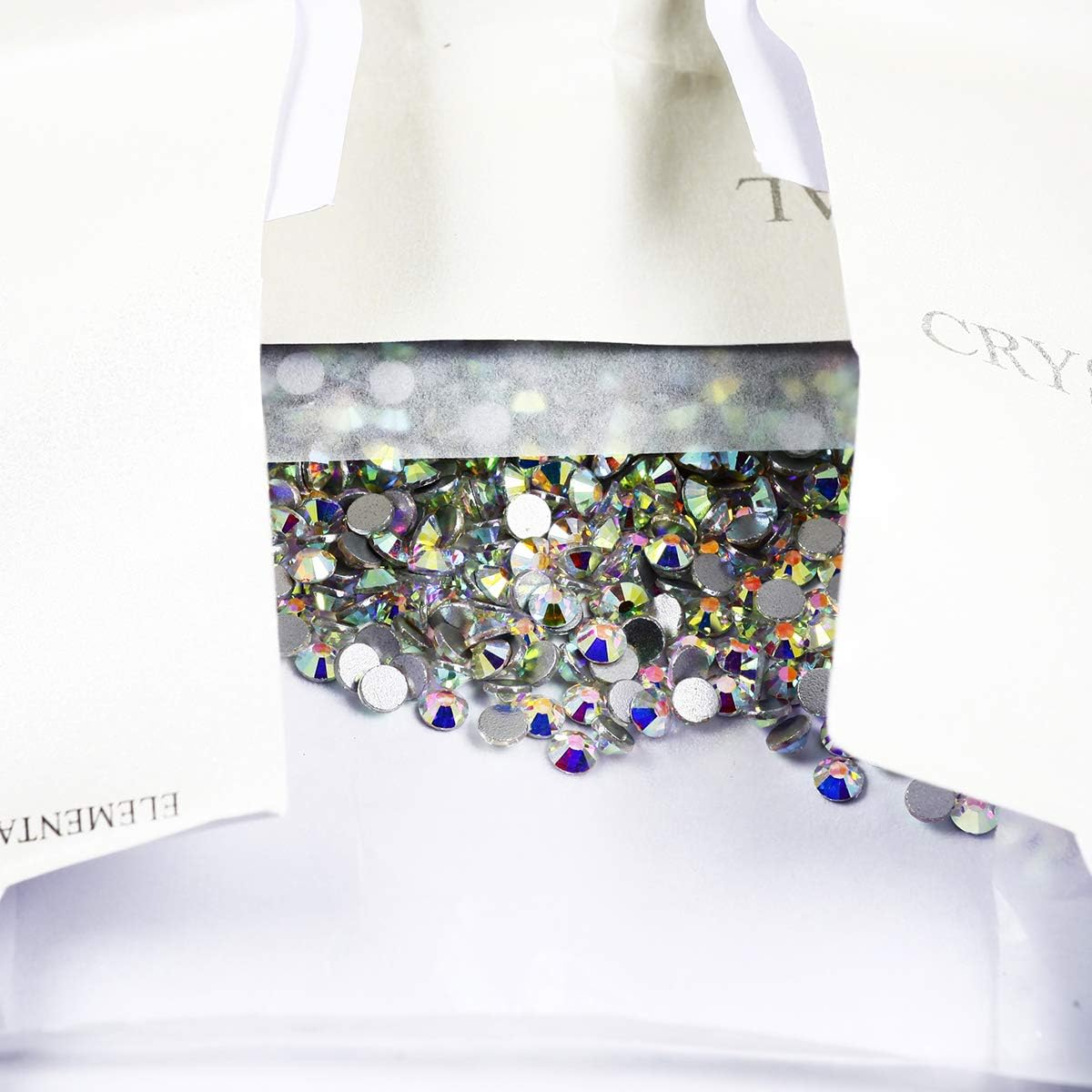 Rhinestones Non Hotfix Ss 20 Crystal AB 1440 Pcs,5Mm Flat Back Glass Diamond Cut Stone,Spark round Glitter Gems for DIY Craft,Shoes,Cup,Bling Project image number 2