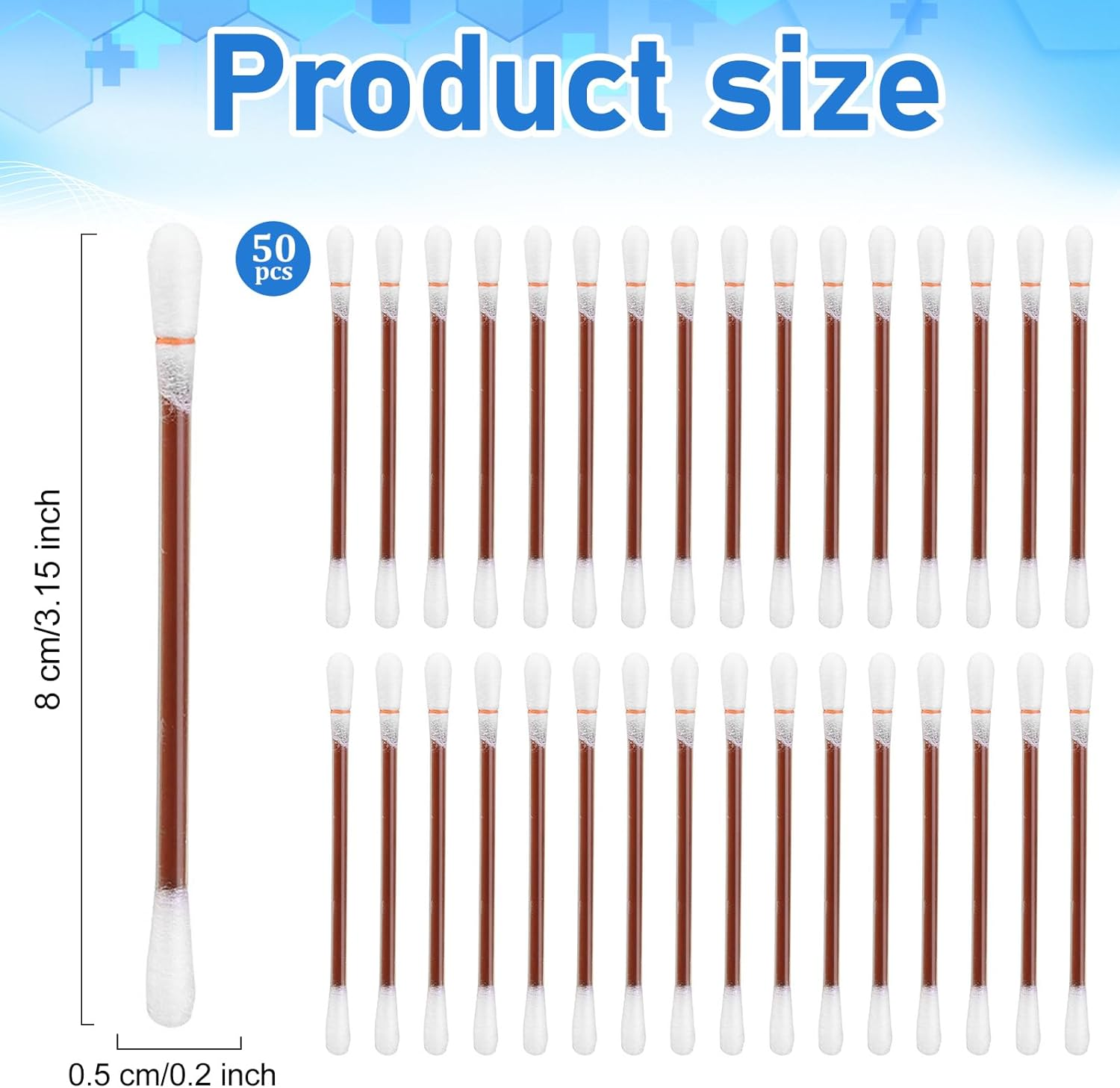 50 Pcs Cotton Iodine Swabs Individually Wrapped - Disposable Iodophor Swabsticks Medical Sanitary First Aid Kit Emergency Care Safety for Adult Kids image number 3