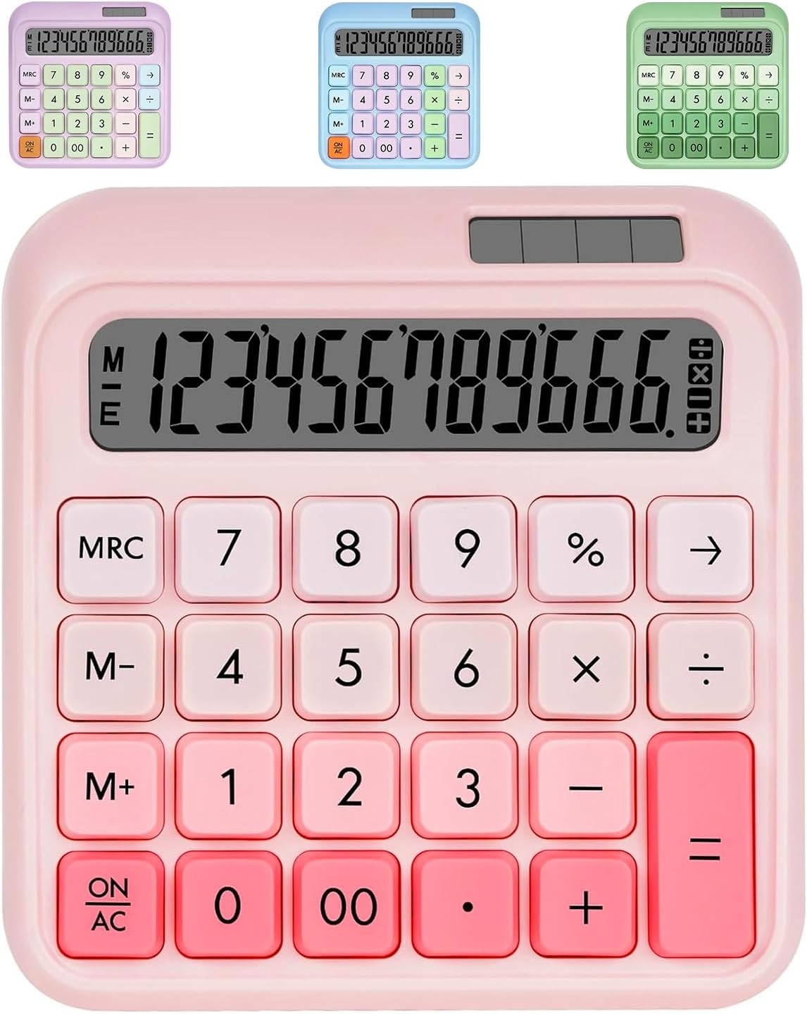 Sonicefit Mechanical Switch Basic Calculator 12 Digits, Solar/Battery Dual Power, Tactile Keys & Large LCD Display, Cute Aesthetic Desktop Calculators for Office School Business Home (Purple)