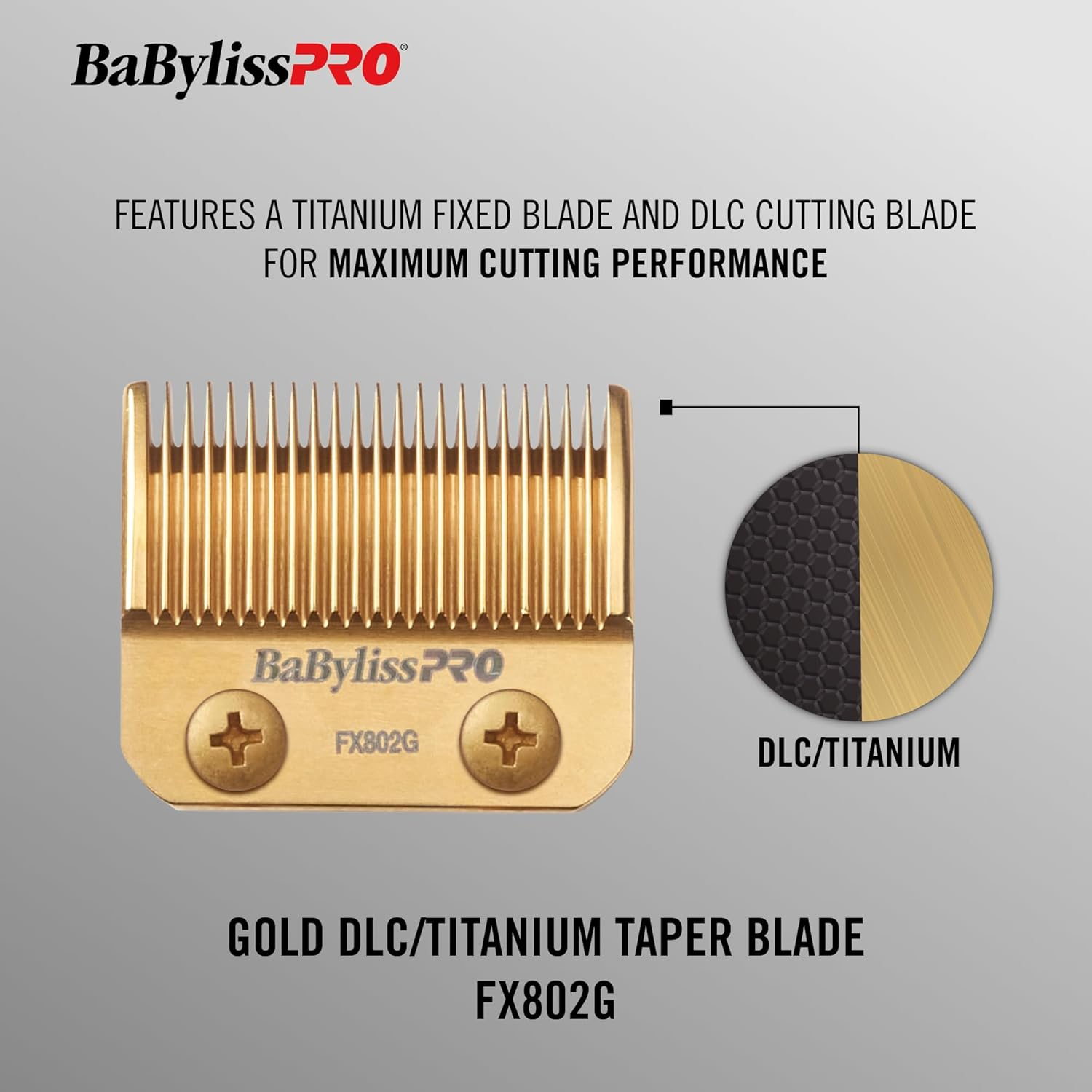 Babylisspro Barberology FX802G Replacement Dlc/Titanium Taper Blade image number 3
