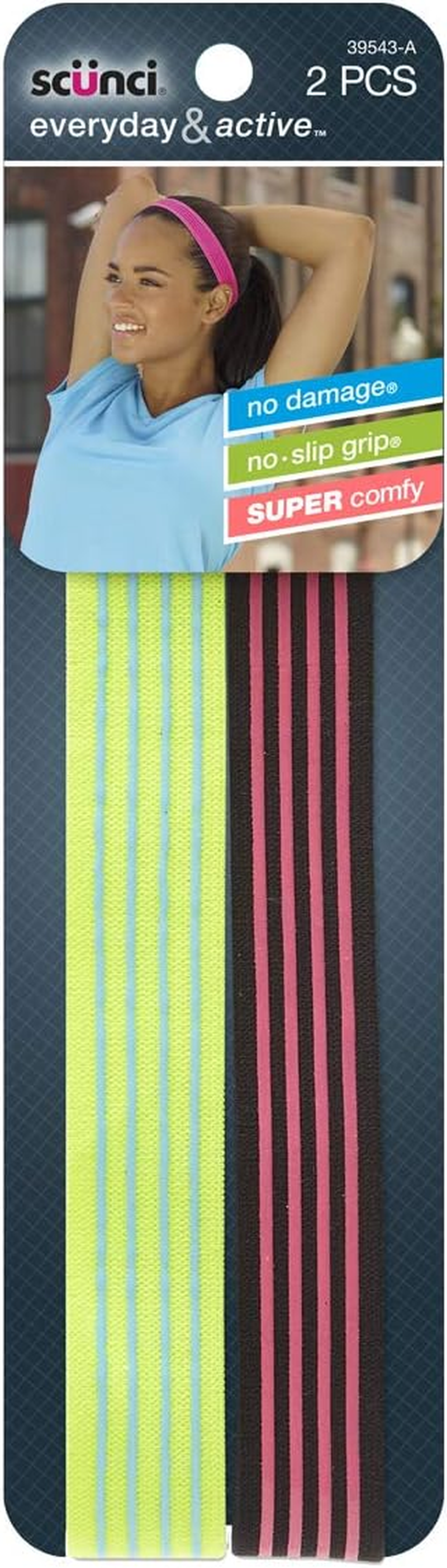 Scunci Active Contrast Strip Head Wrap (Pack of 2) image number 1