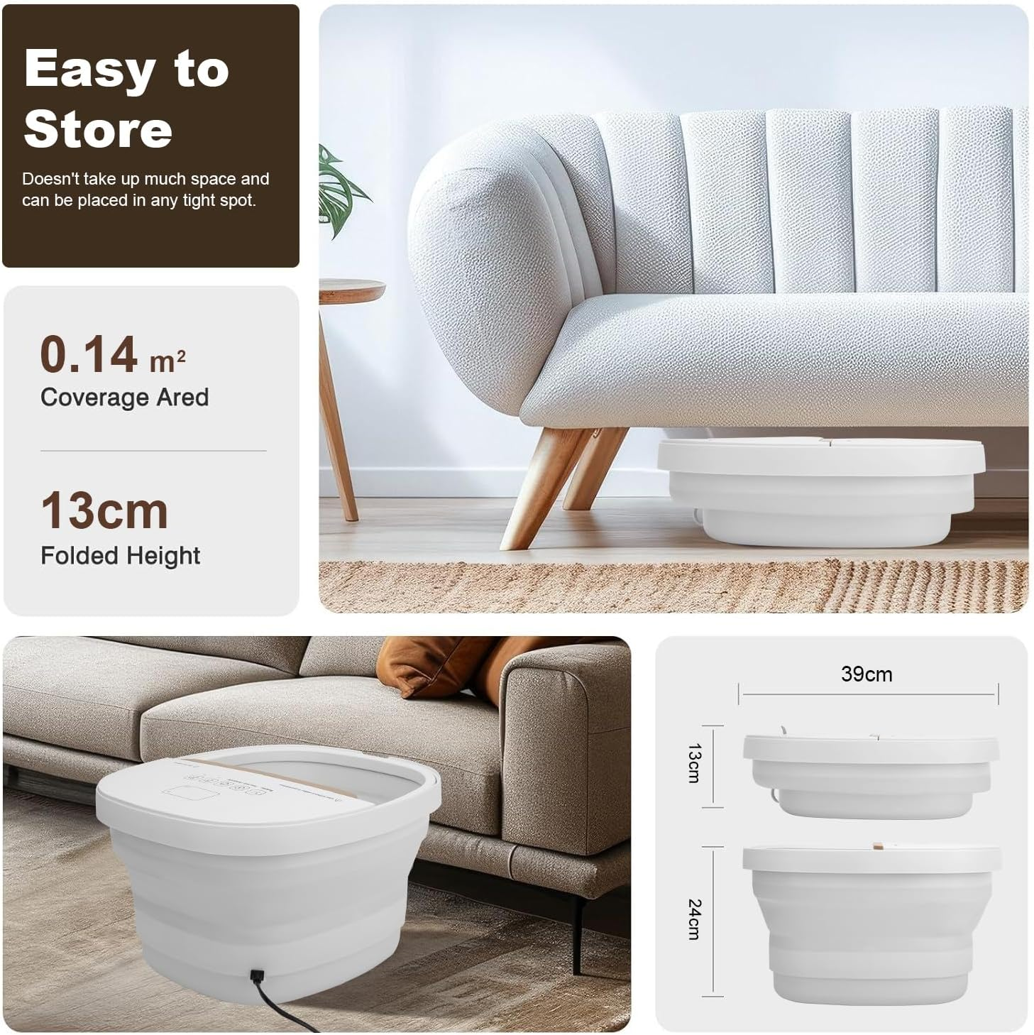 Mothers Day Gift Ideas, Foot Spa Bath Massager with Heat,Timer,Bubbles, Red Light, 6 Massage Roller Pedicure Tub,Collapsible Foot Soaker, Gifts for Women Men Mom Dad, Fathers Day image number 3