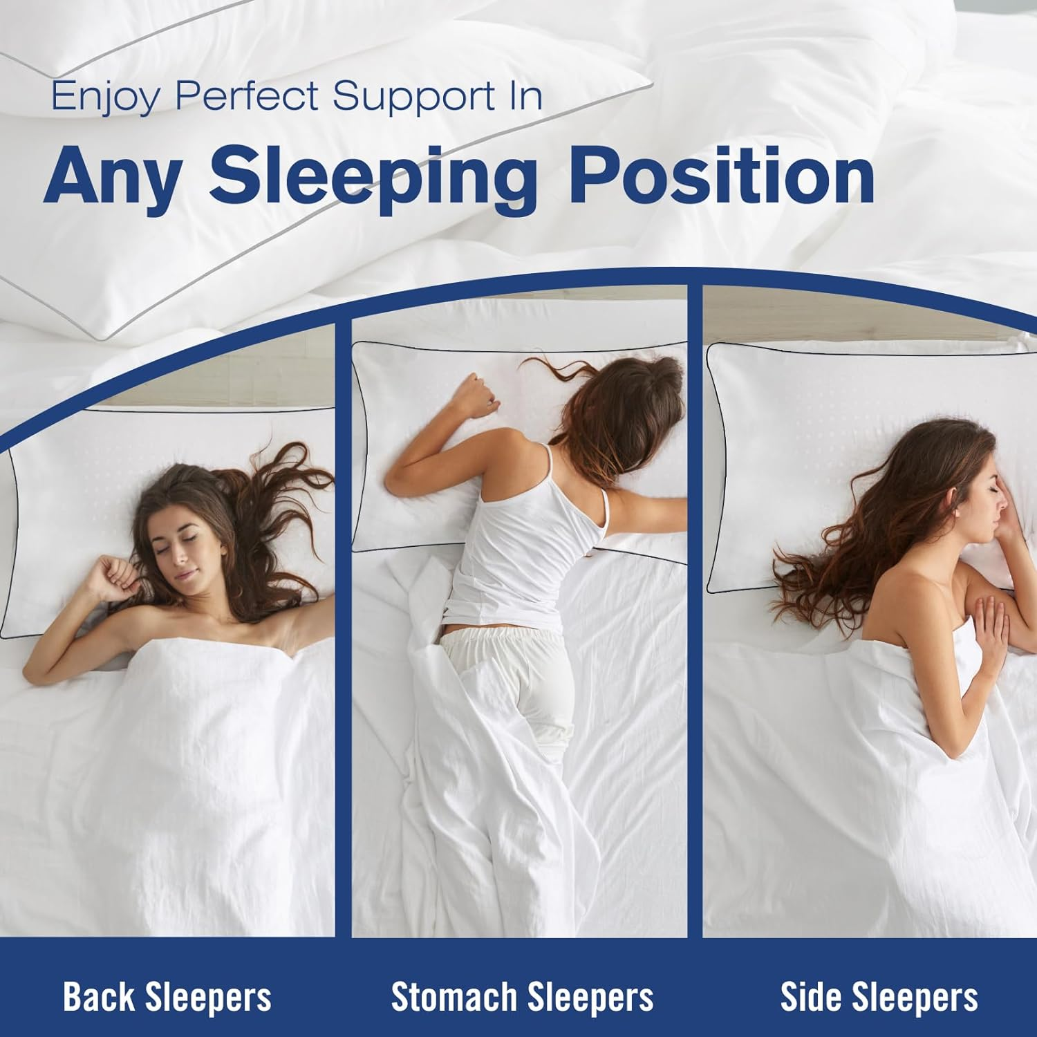 Standard Size Bed Pillows for Sleeping 2 Pack,Luxury Hotel Pillows,Comfortable and Supportive,Machine Washable,Suitable for Stomach,Back and Side Sleepers. image number 5