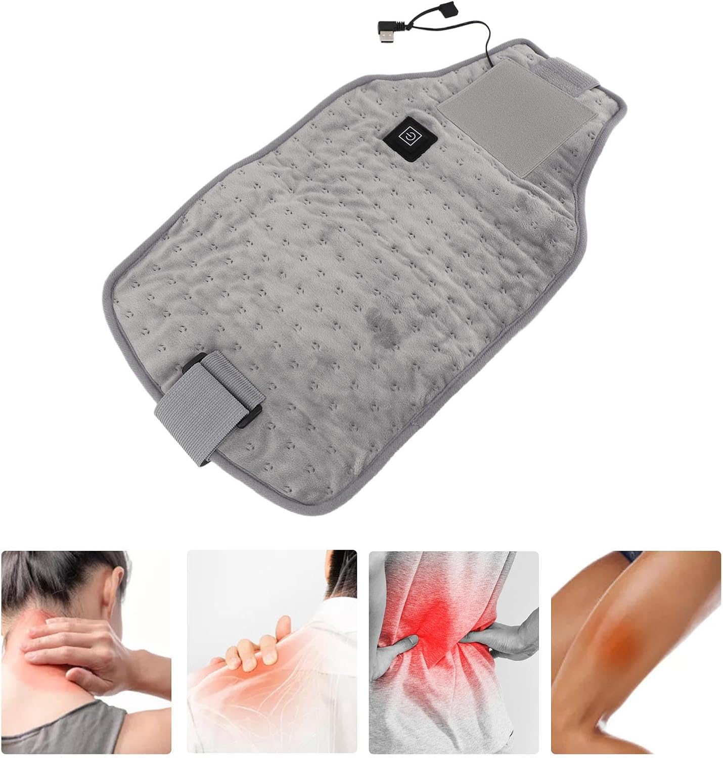 Rapid Heating USB Powered Waist Wrap, Temperature Heating Pad, Multifunctional Design for Waist Neck Knee with Portable Travel Box (Light Gray) image number 6